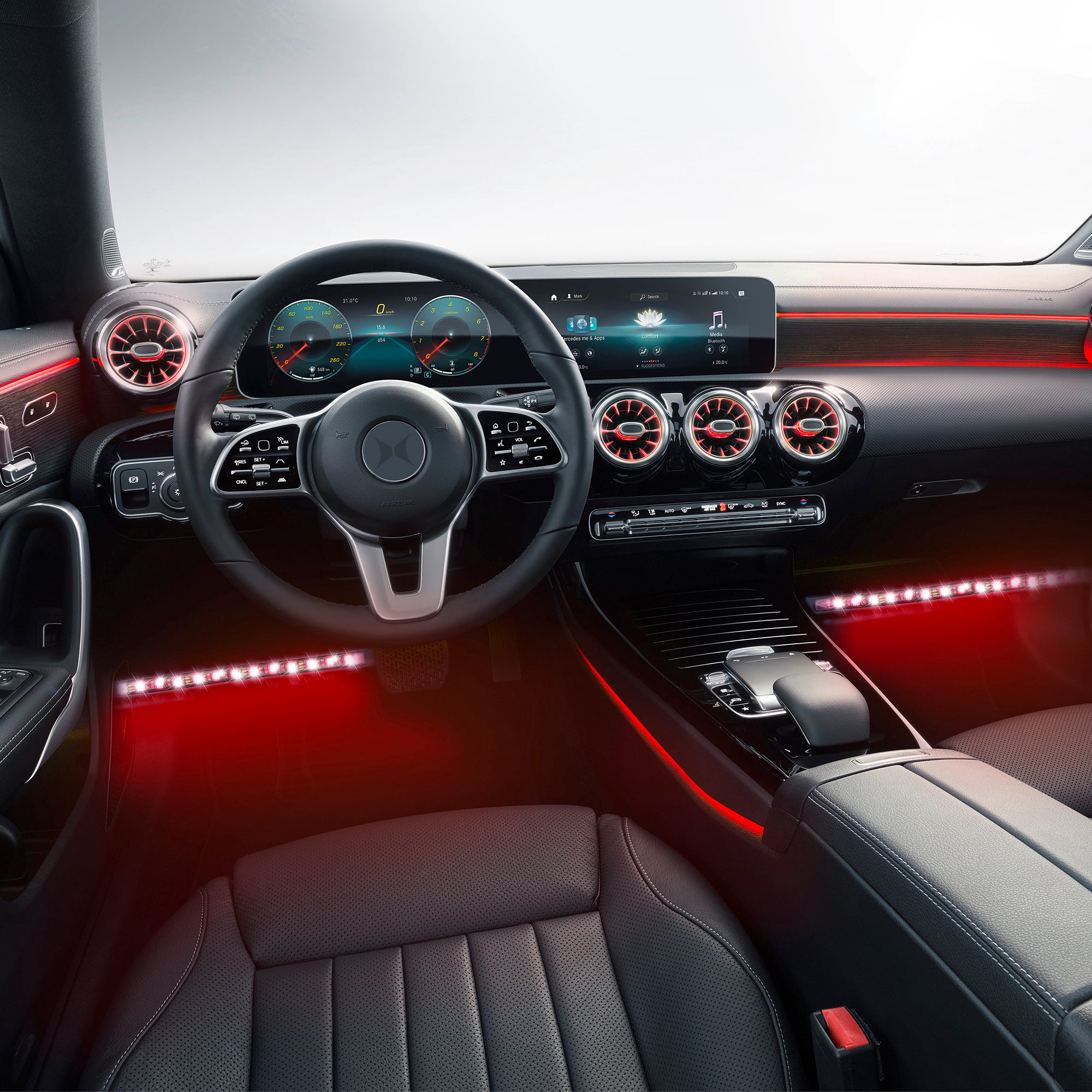 Bluetooth LED Car Accent Light, 4 Light Strips, Sound Reactive, Mobile App Control