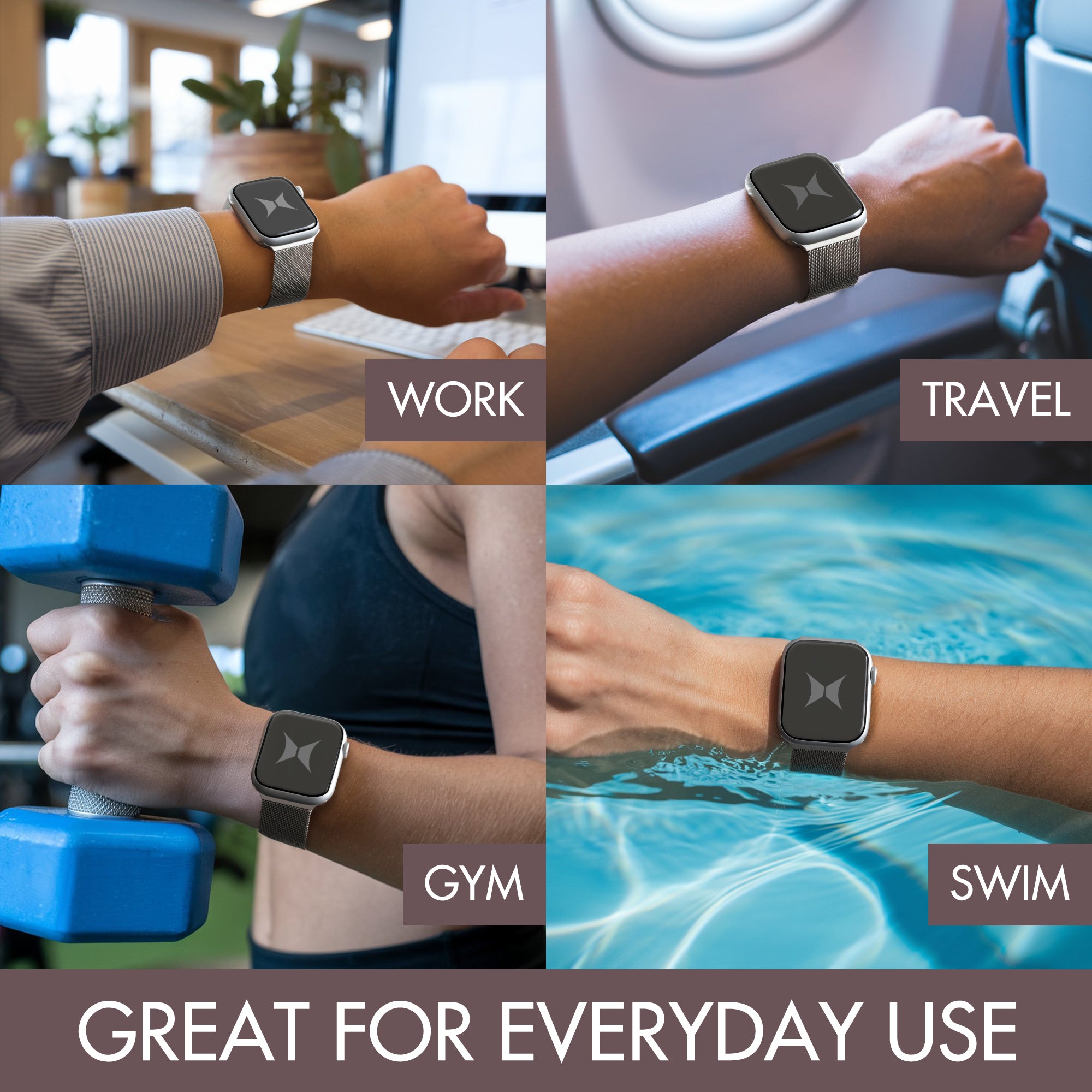 Premium Steel Mesh Apple Watch Band with Adjustable Magnetic Clasp, Starlight Finish, Universal Fit for all Small Series, Easy Installation