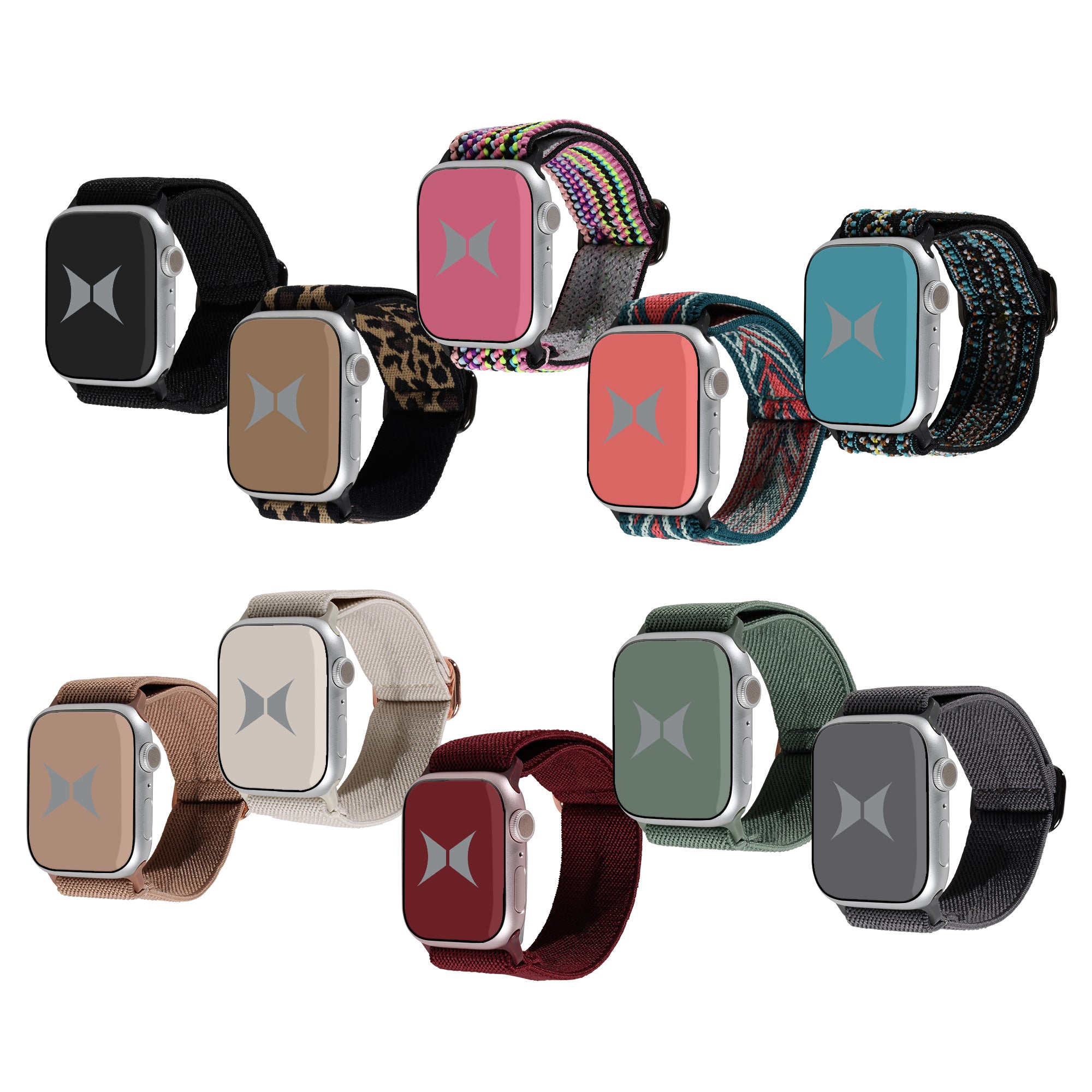 Unisex Smart Watch Nylon Braided Elastic Band 10 Pack – Large Size, Adjustable, Breathable
