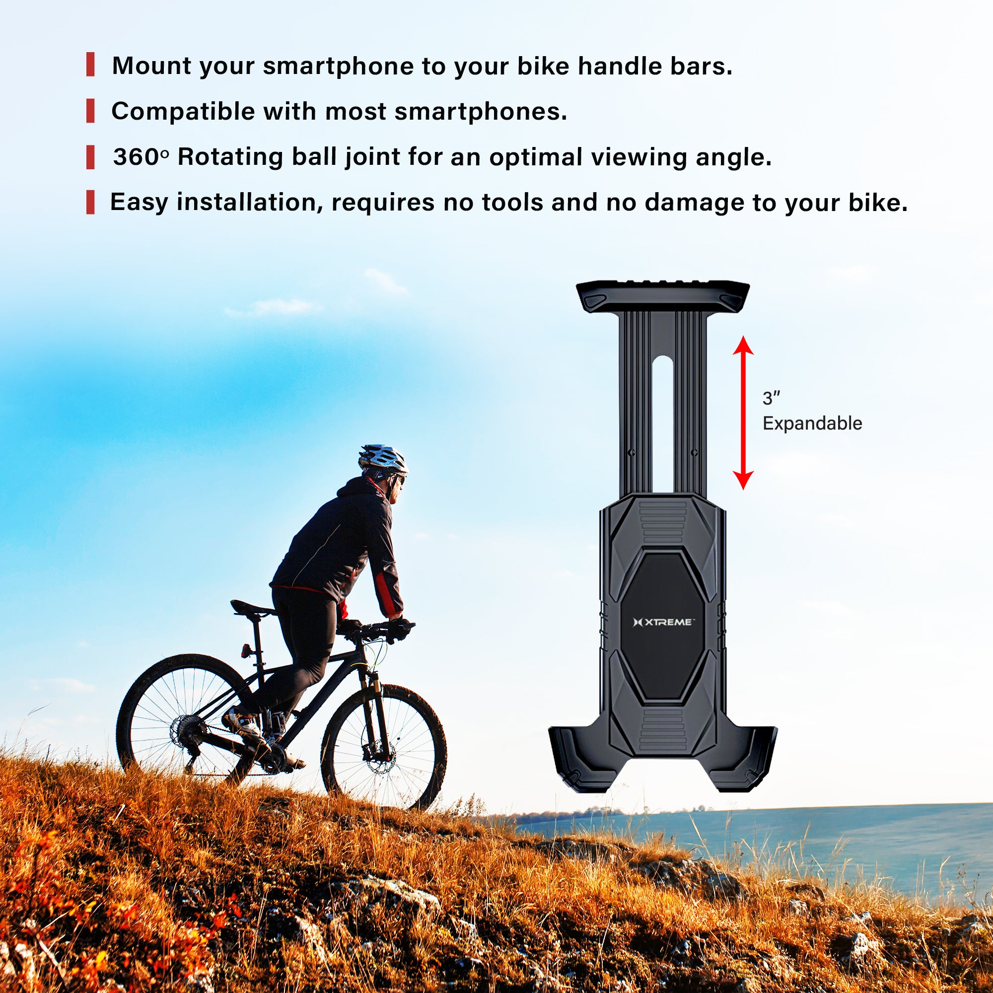Handlebar Phone Mount, Phone Holder for Bikes, Scooters, Motorcycles, Bicycles