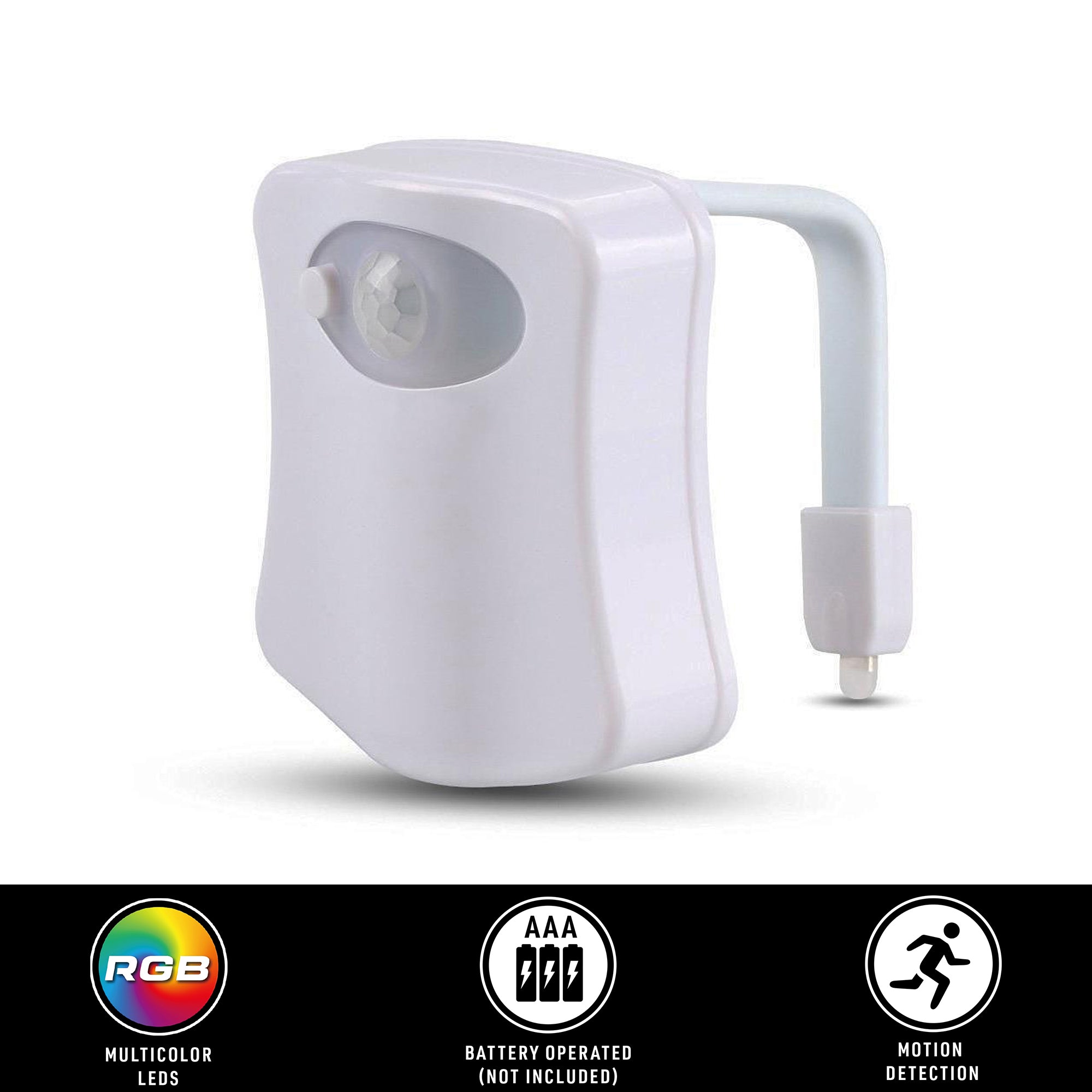Motion-Activated LED Toilet Light, 10 Colors & Cycle Mode, Requires 3 AAAs
