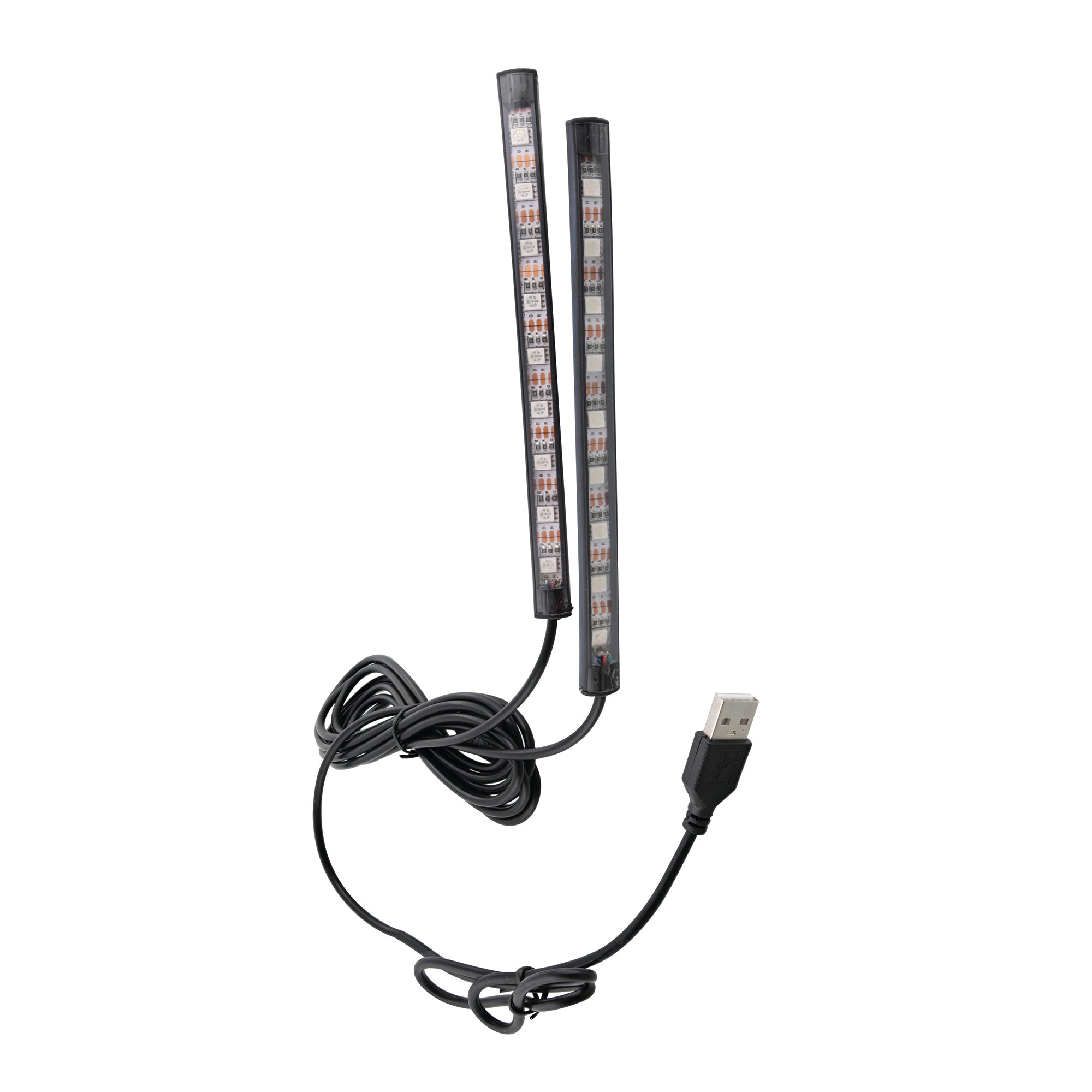 Auto Multicolor Car Interior LED Accent Lights, 2 Strip Customizable, USB-Powered
