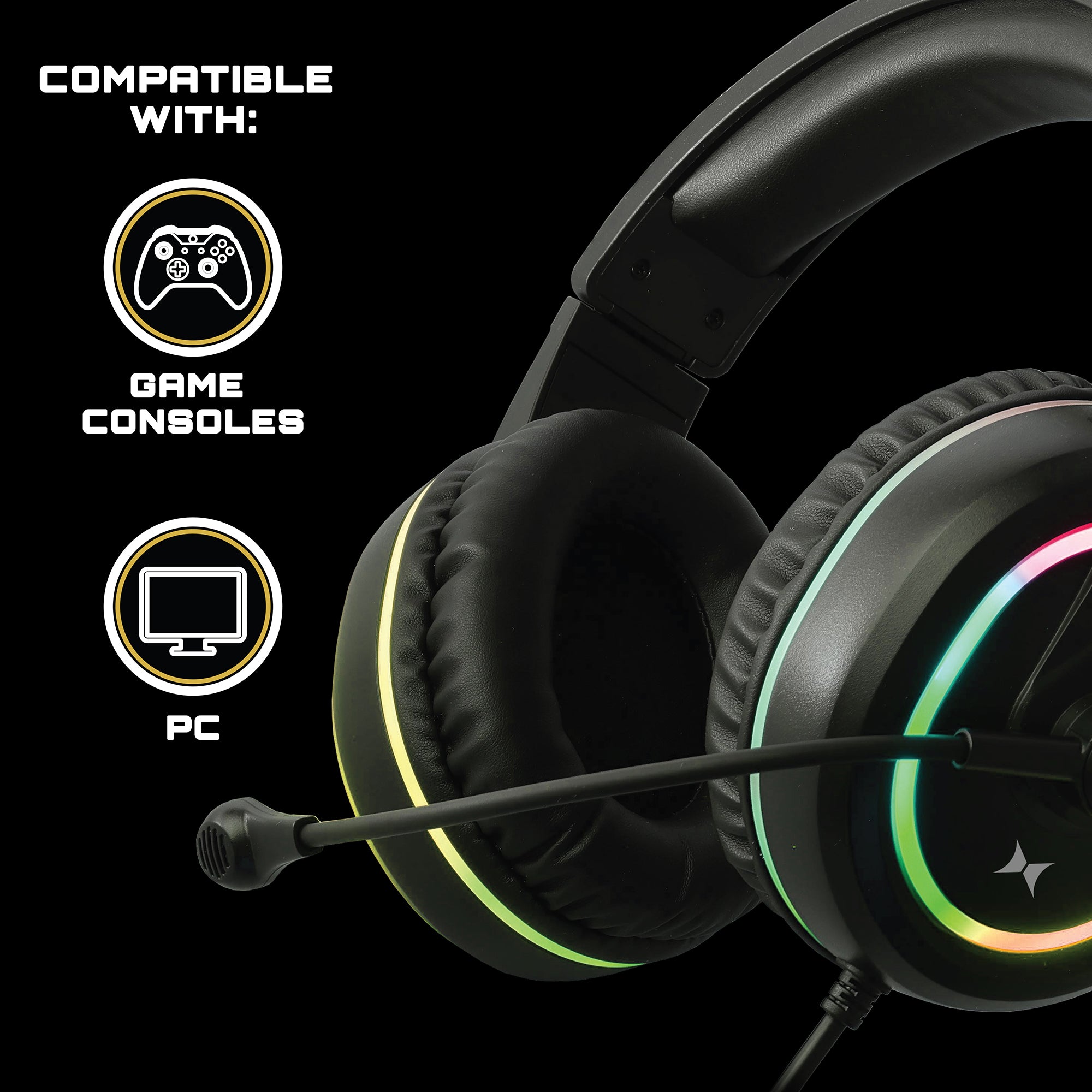 RGB LED Gaming Headset with High-Fidelity Sound, Adjustable Comfort Fit, and USB Power for PC, PS4, Xbox, and Nintendo Switch