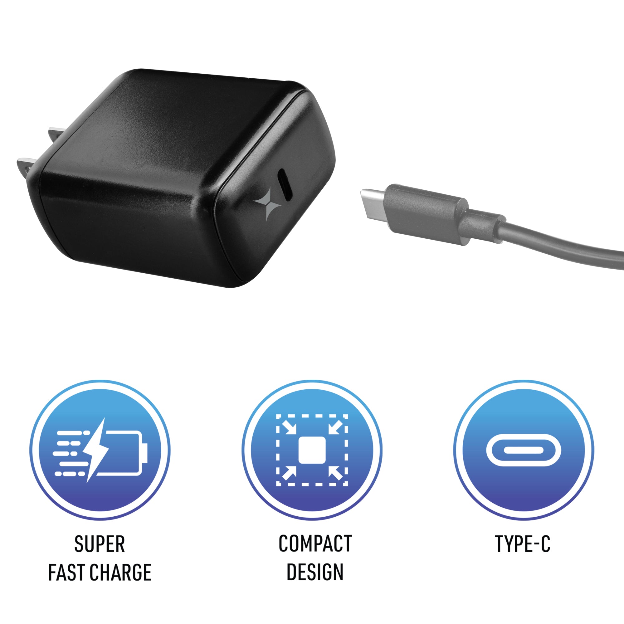 65W Type-C PD Home Charger Adapter, Fast Charging USB-C Power Delivery Wall Plug with Two Prongs for Laptops, Tablets, and Smartphones