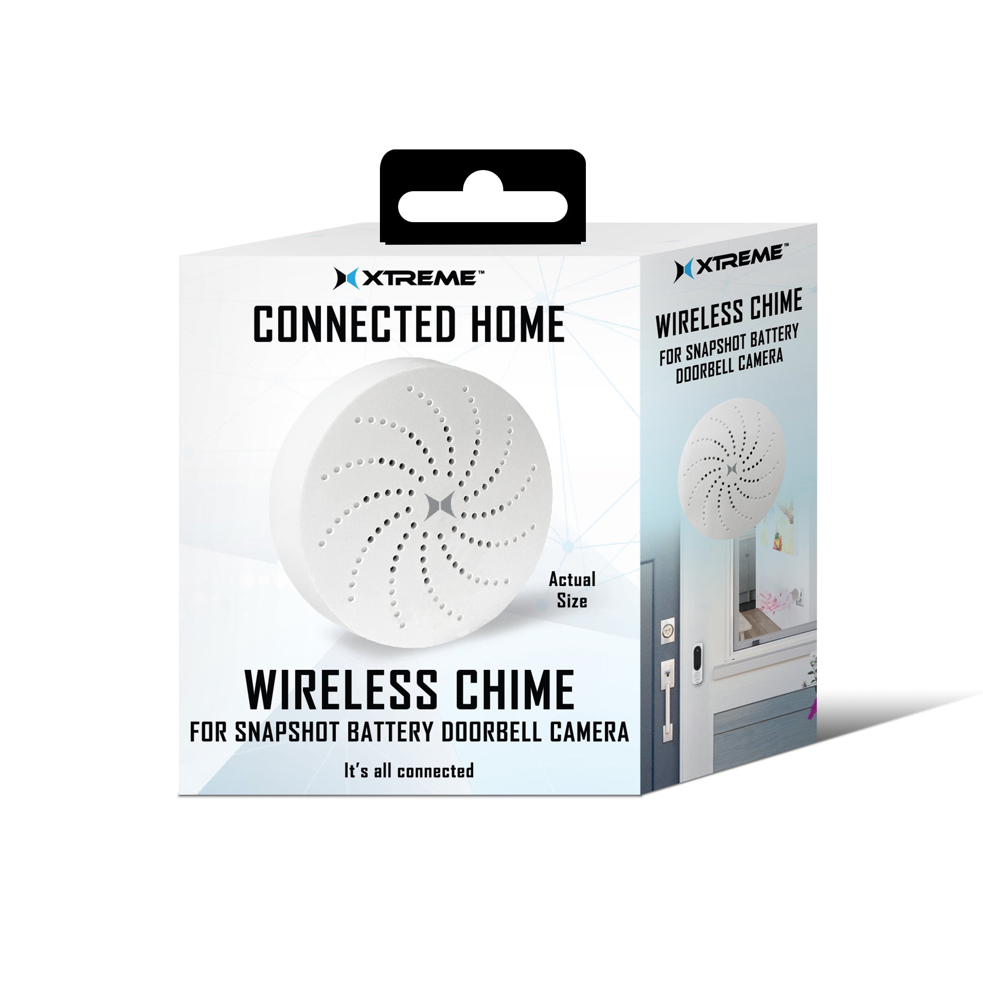 Xtreme Connected Home Wireless Chime with USB Adapter, 16 Ringtones, and Snapshot Battery for Smart Doorbell Systems