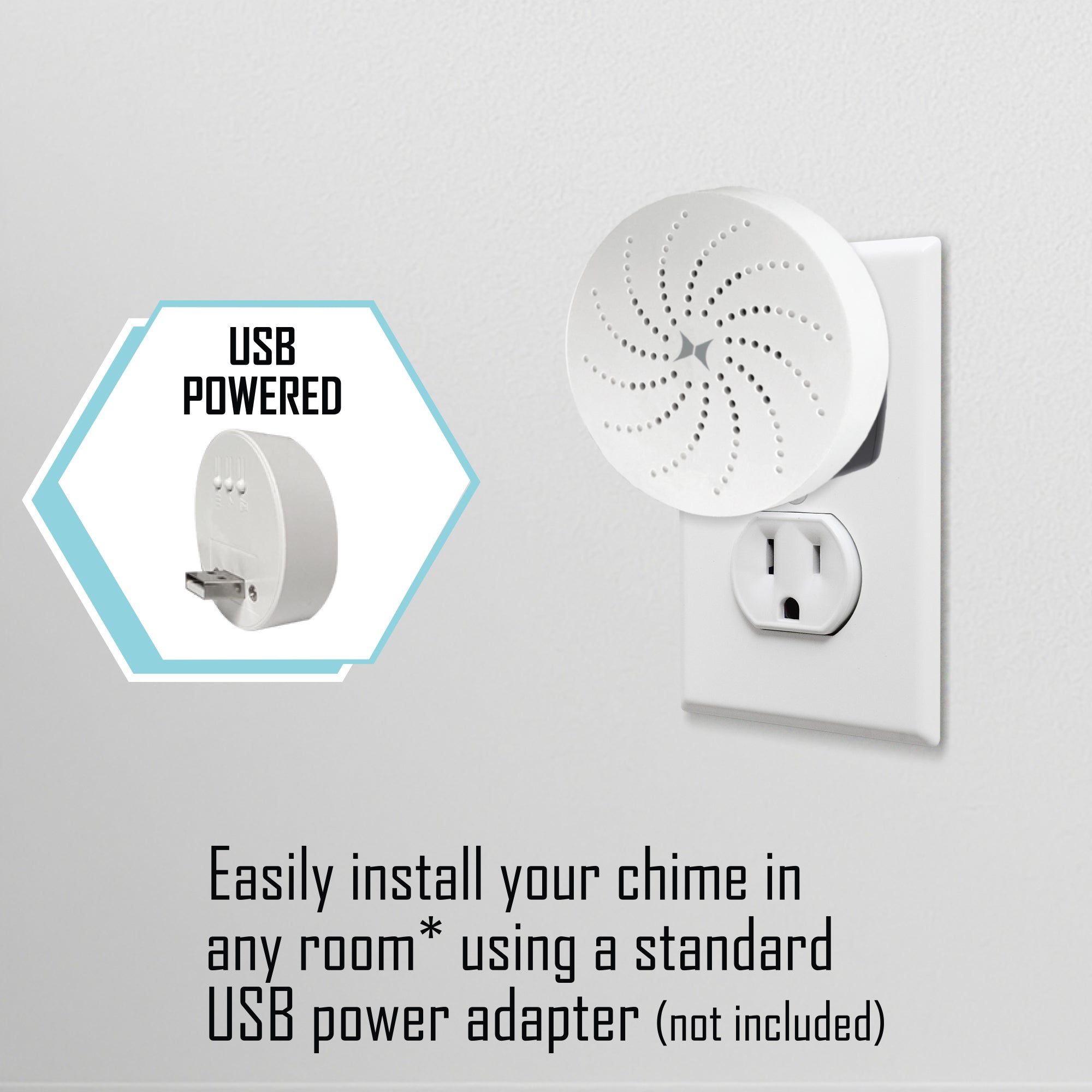 Xtreme Connected Home Wireless Chime with USB Adapter, 16 Ringtones, and Snapshot Battery for Smart Doorbell Systems