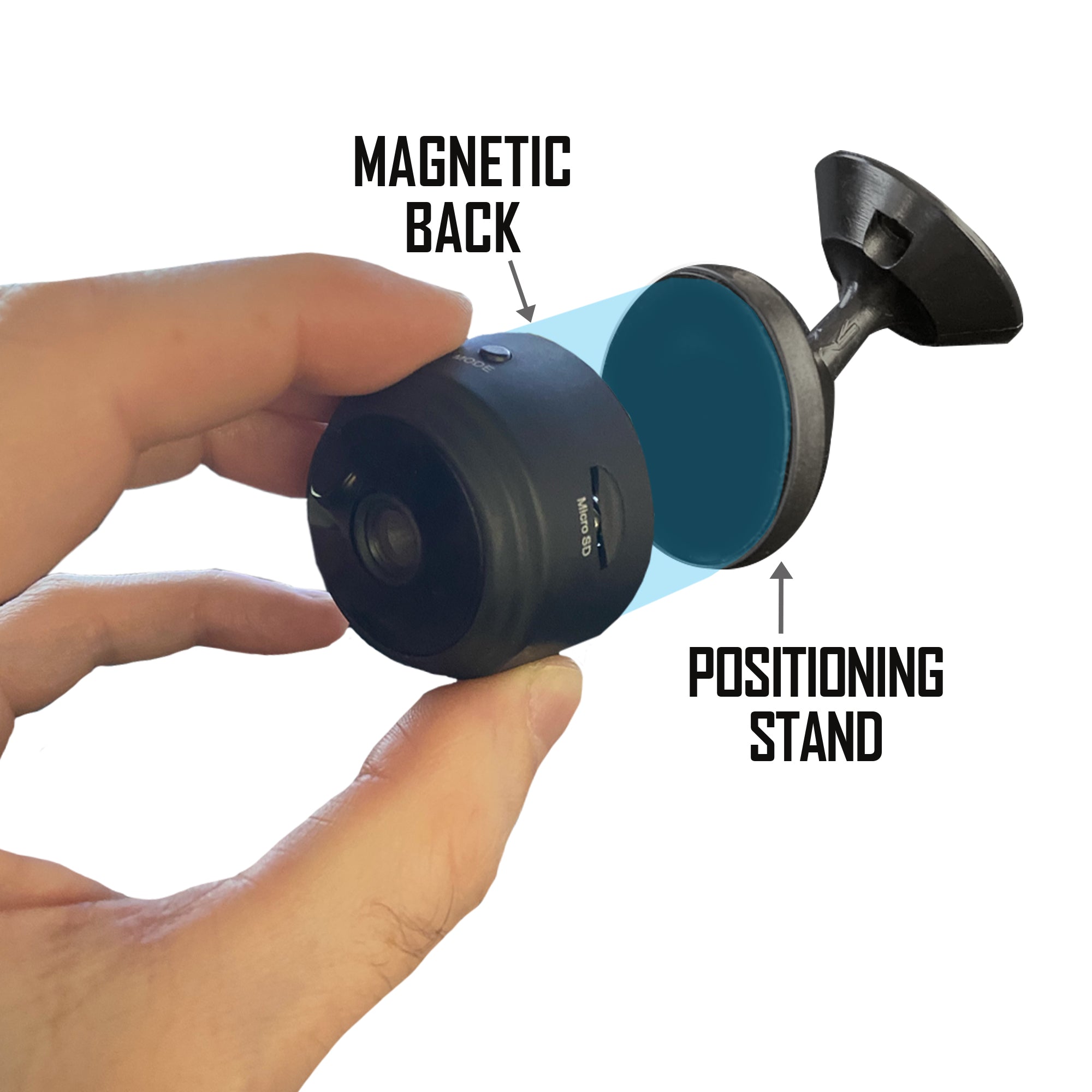 Smart Wi-Fi Mini Camera with Magnetic Back and Adhesive Mount, HD Wireless Security Camera for Home & Office with Micro SD Card Support