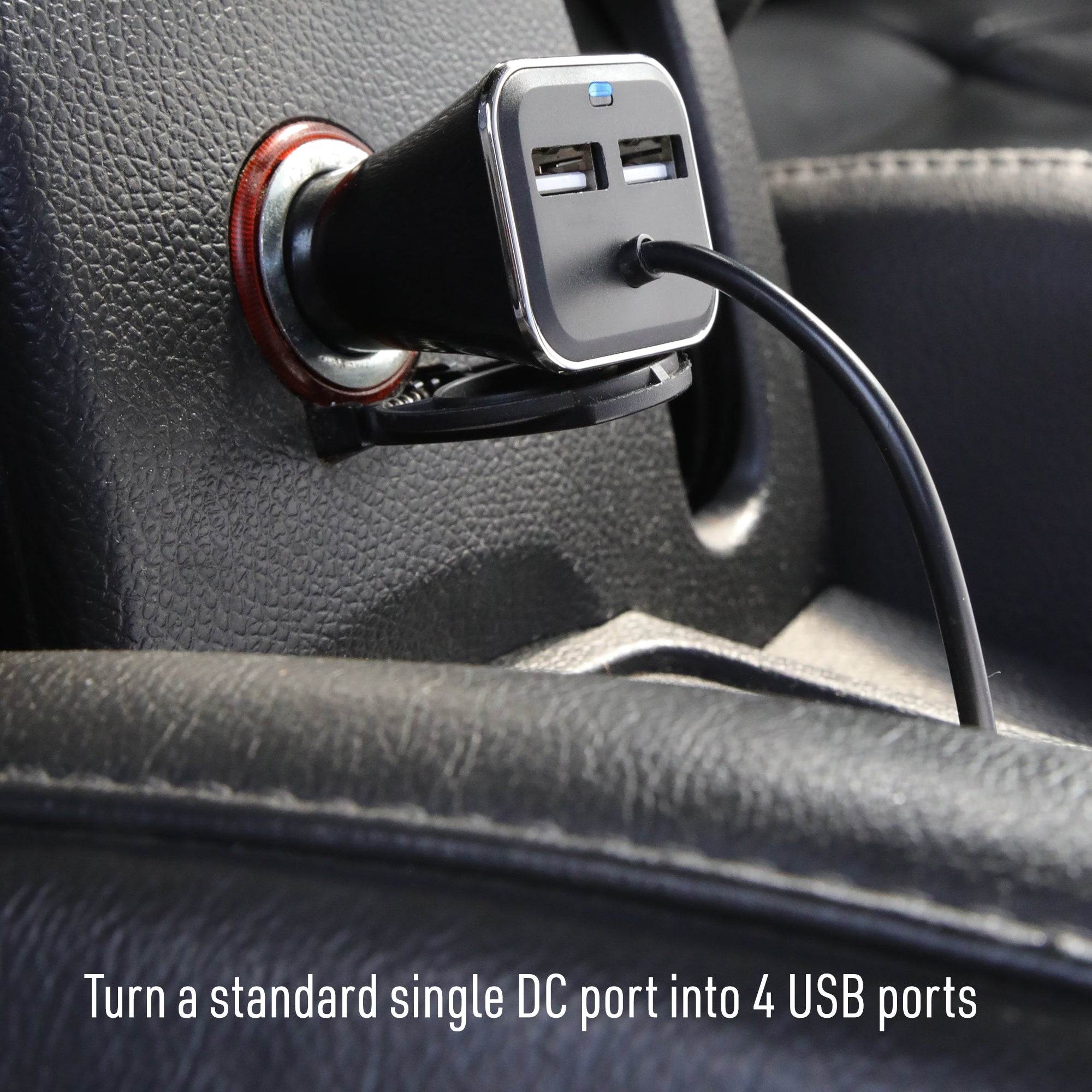 4-Port Backseat Car Charger with 6ft Extension Cable, 3.1A USB Charging Hub for Front and Rear Seats, Power Up to 4 Devices for Road Trips