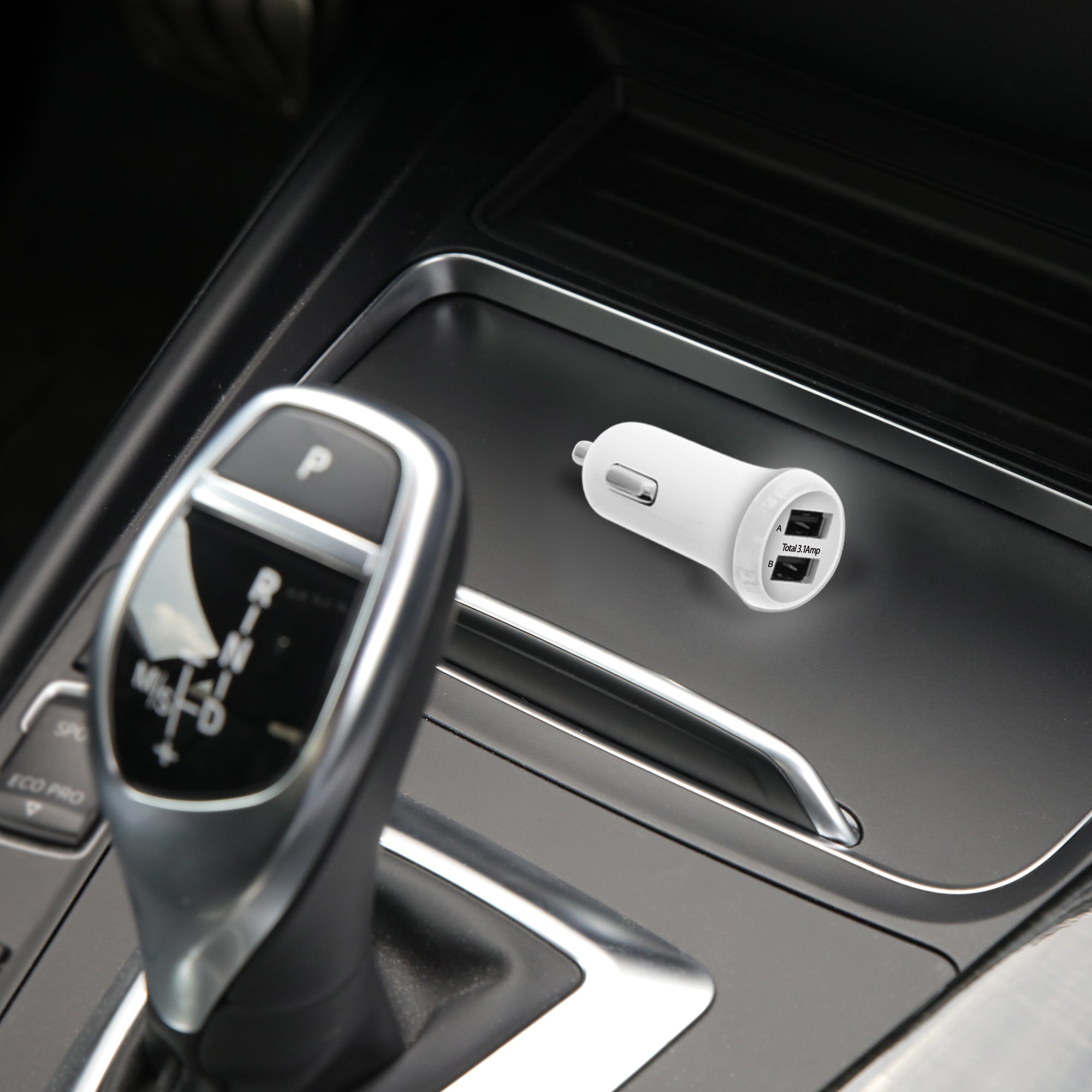 Dual Port USB LED White Light Car Charger, 3.1 Amps, Repower Compatible Devices