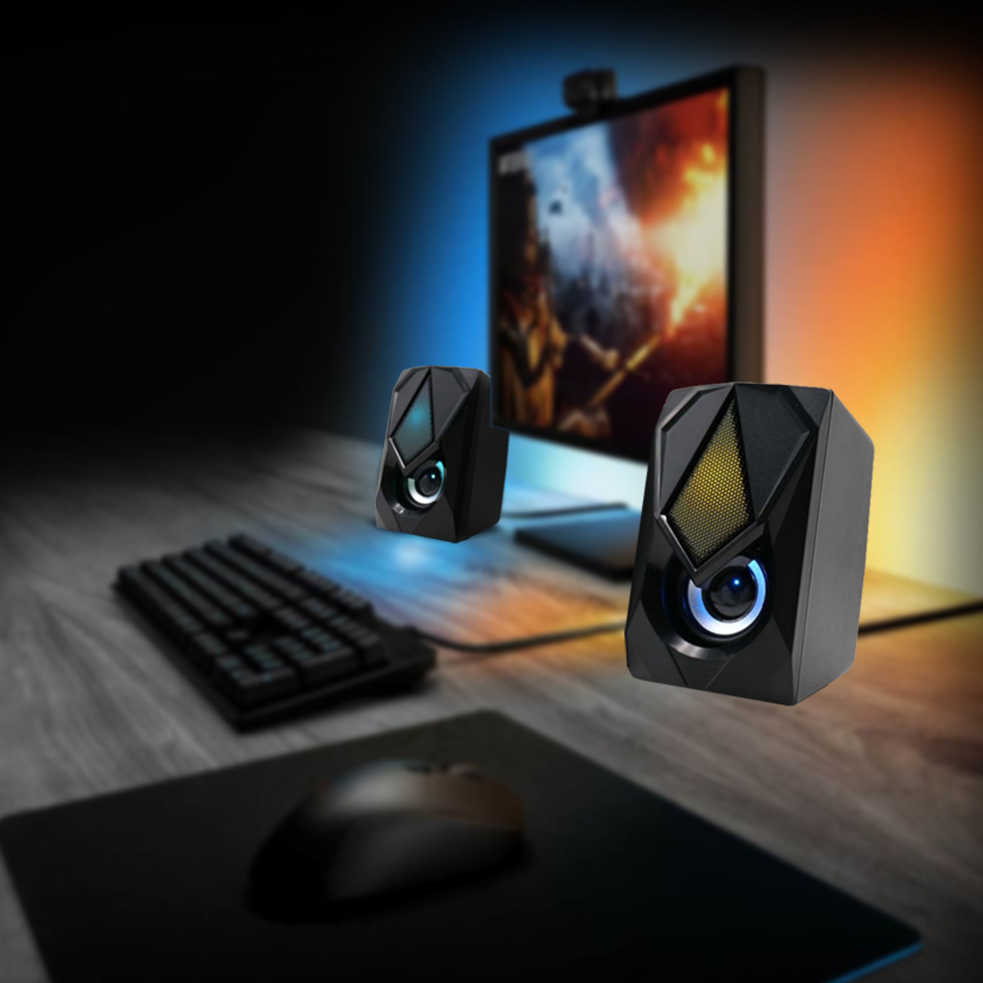 Multicolor LED Gaming Speakers for PC and Laptop, 4ft USB Wired RGB Computer Speakers, Enhance Your Gaming Setup with Dynamic Sound and Lighting