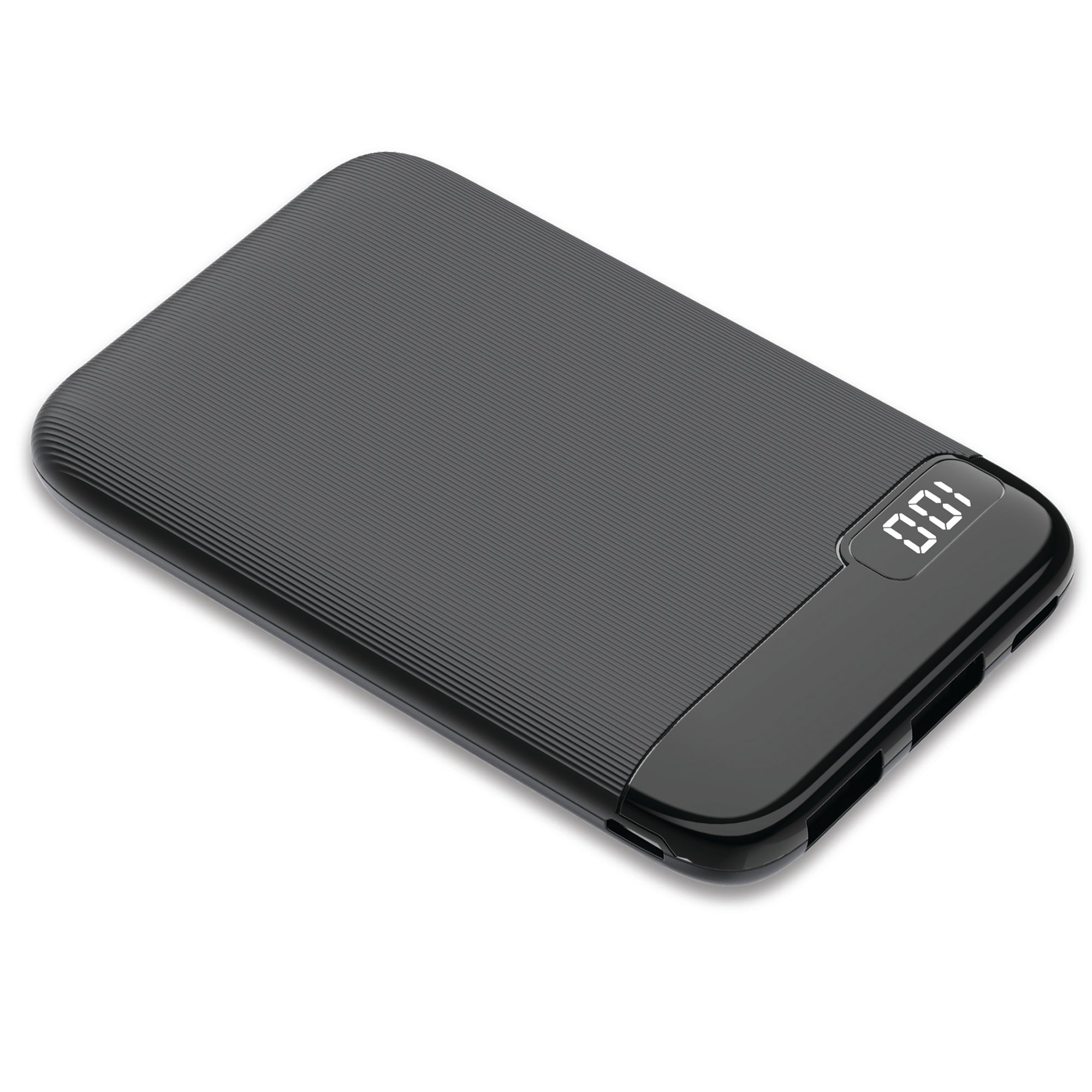 5000 mAh Power Bank with LED Screen, 2 USB-A, Type-C, and Micro USB Ports, Portable Rechargeable Battery for Travel