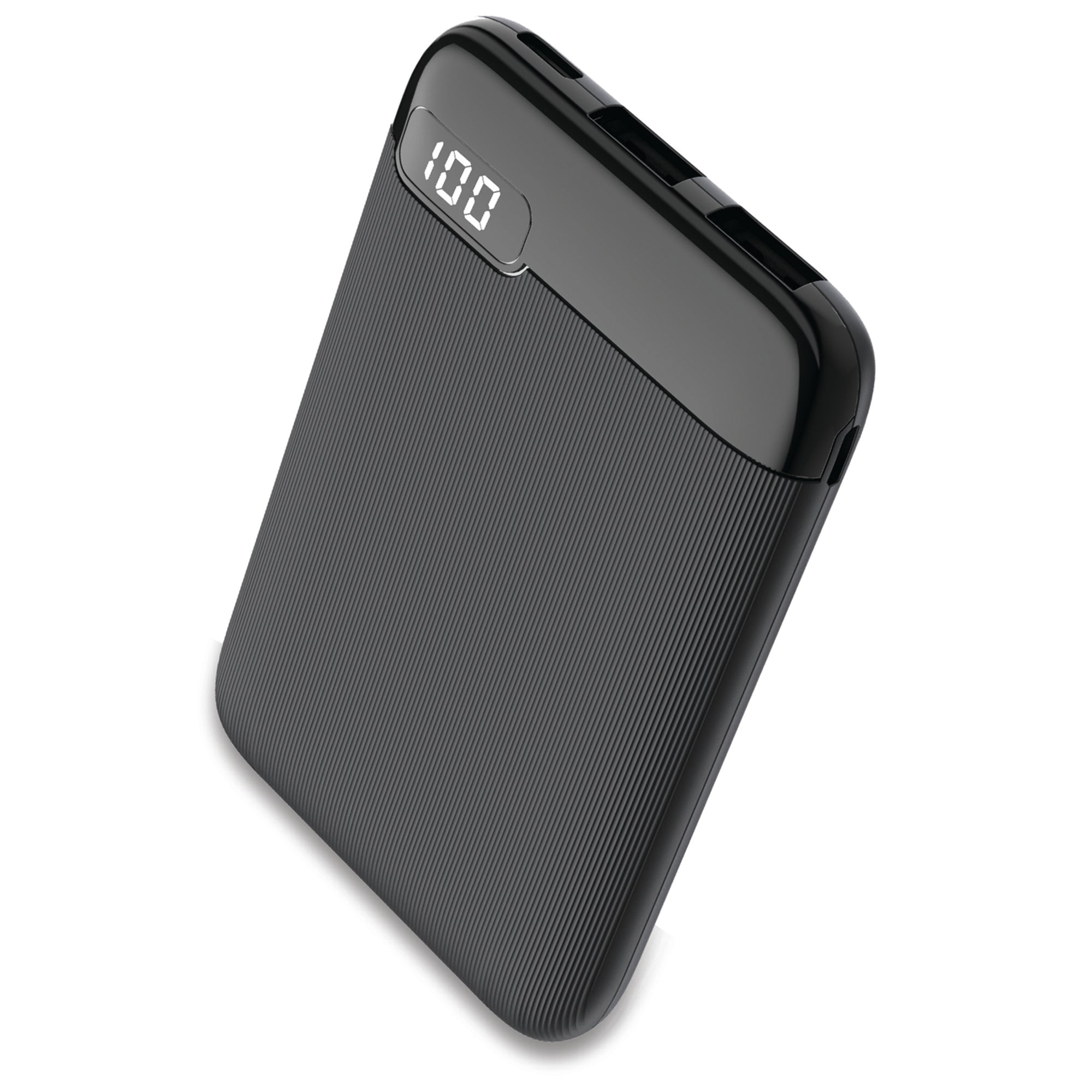 5000 mAh Power Bank with LED Screen, 2 USB-A, Type-C, and Micro USB Ports, Portable Rechargeable Battery for Travel