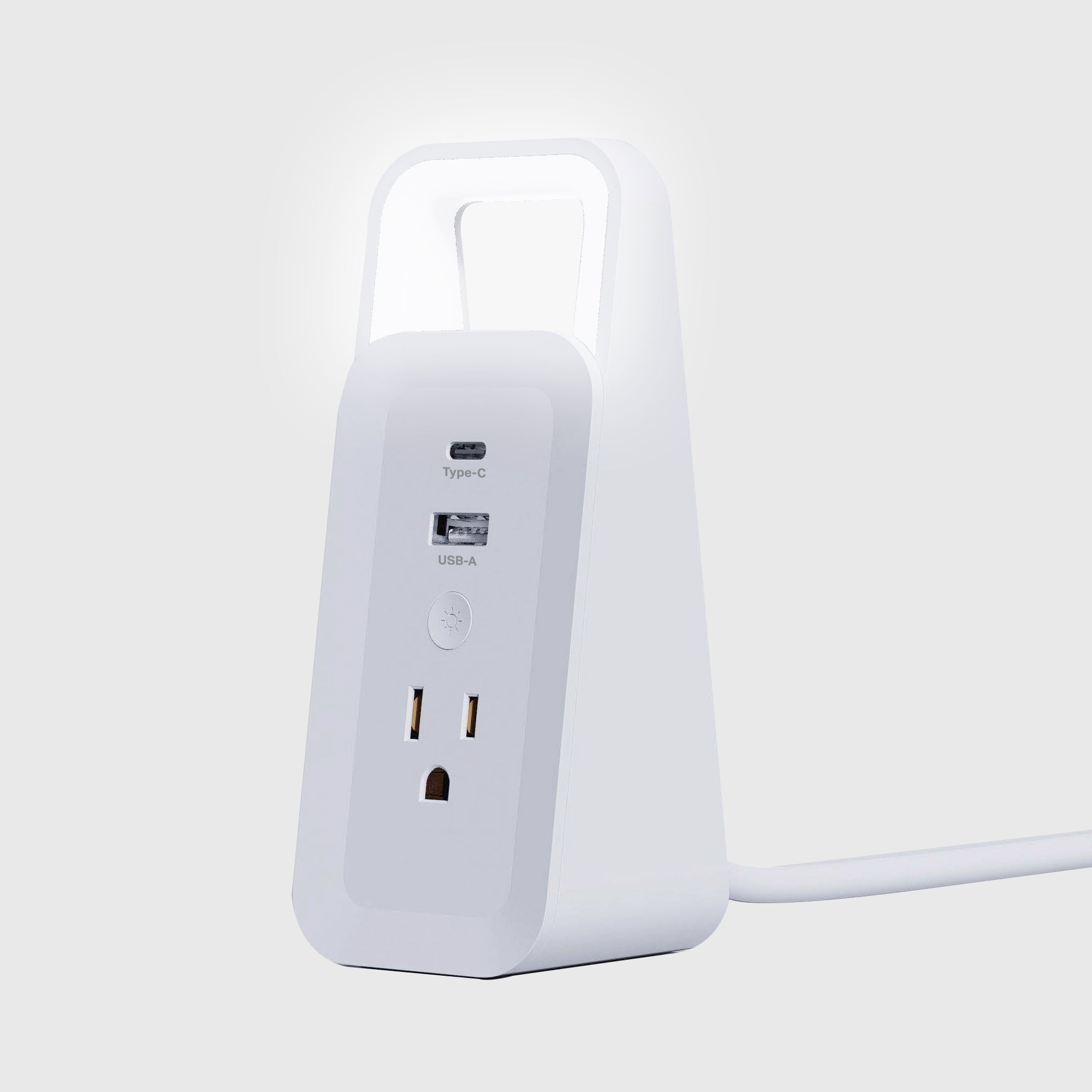 On/Off LED Night Light Desktop Charging Station with 12W USB-C & USB-A Ports, 1250W Power Outlet, and 4ft Power Cable for Home and Office