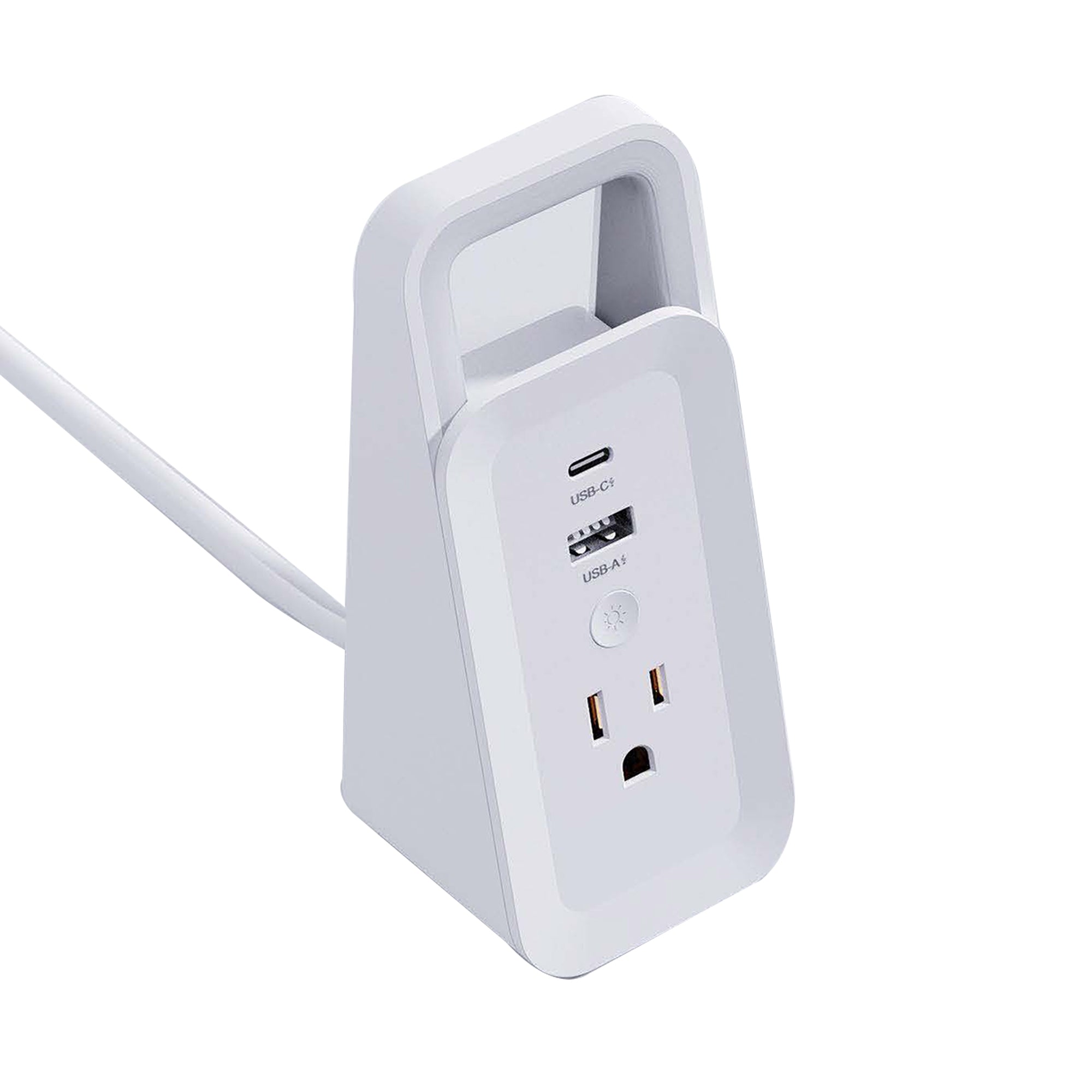On/Off LED Night Light Desktop Charging Station with 12W USB-C & USB-A Ports, 1250W Power Outlet, and 4ft Power Cable for Home and Office