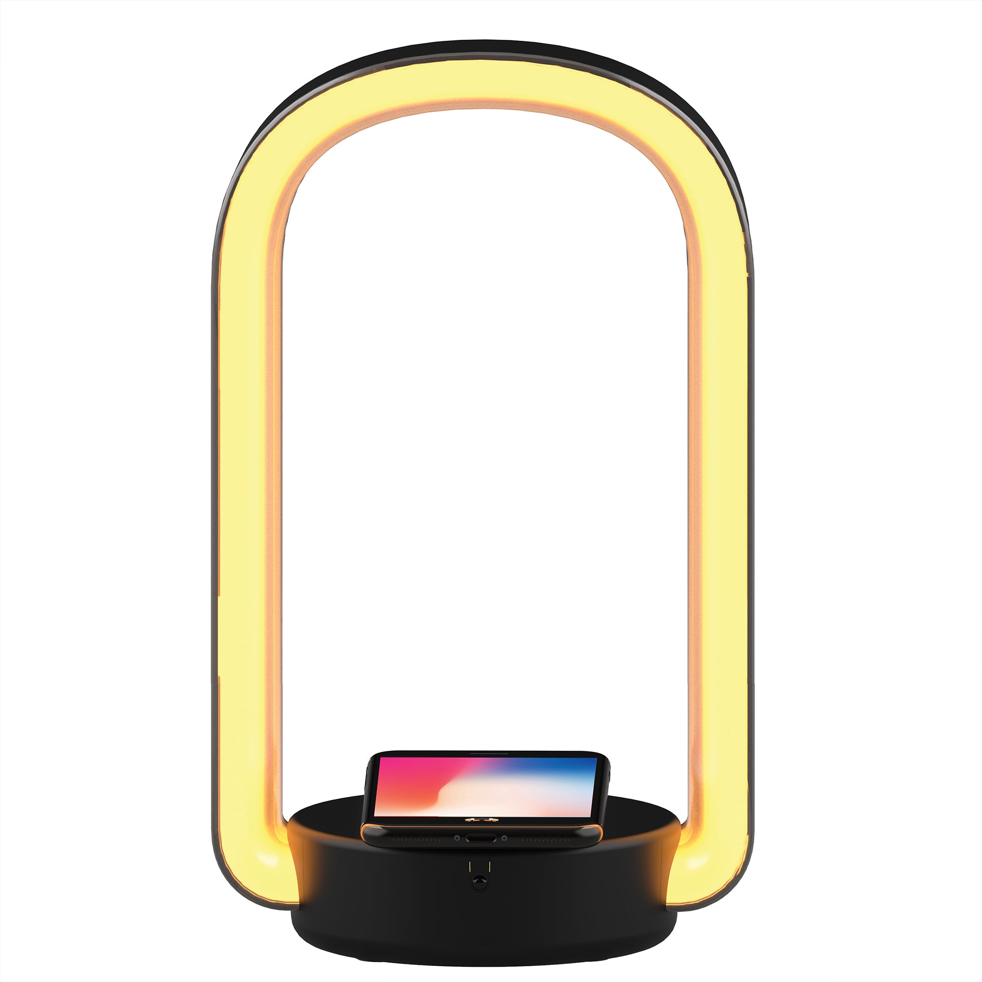 HALO RGB Multicolor LED Lamp with Remote, Headphone Holder, and 5W Wireless Charger, Desk Accessories for Gaming and Home Office