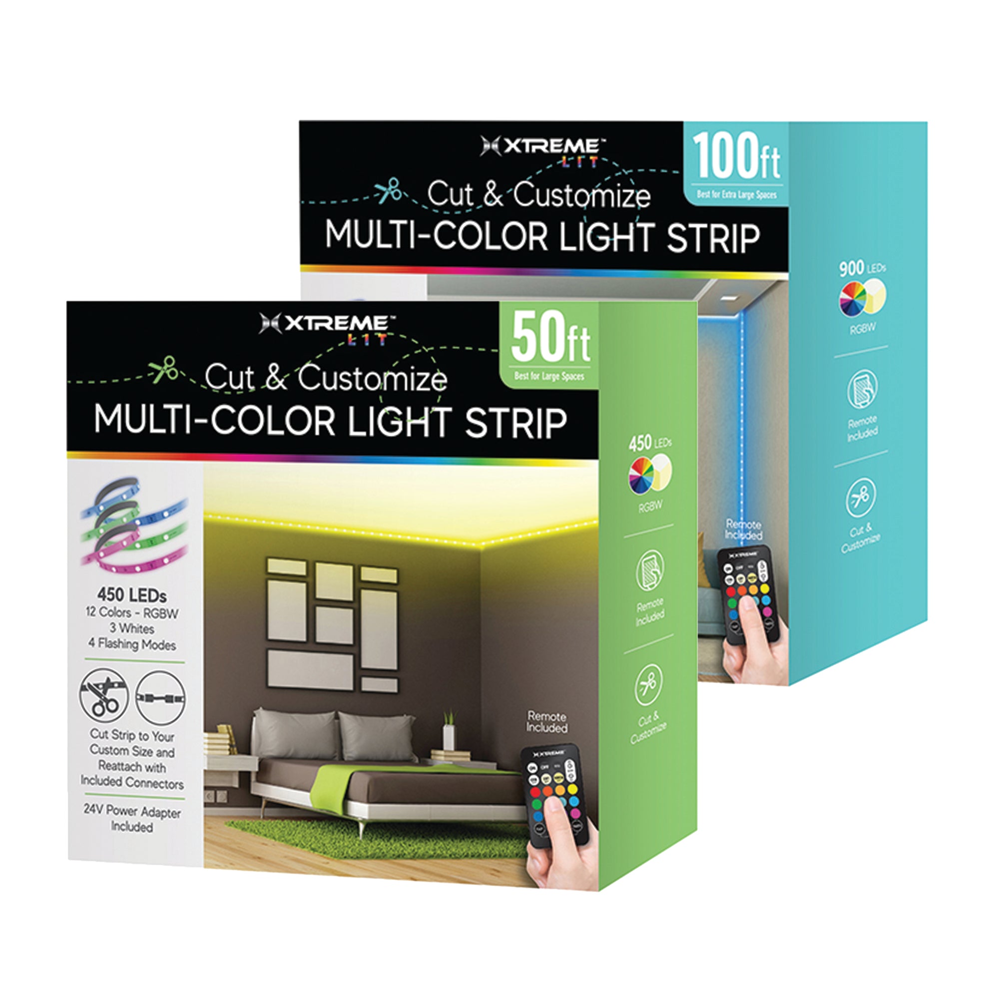 150 Ft Cut & Customize Indoor LED Light Strip Kit, Includes 3 Connectors