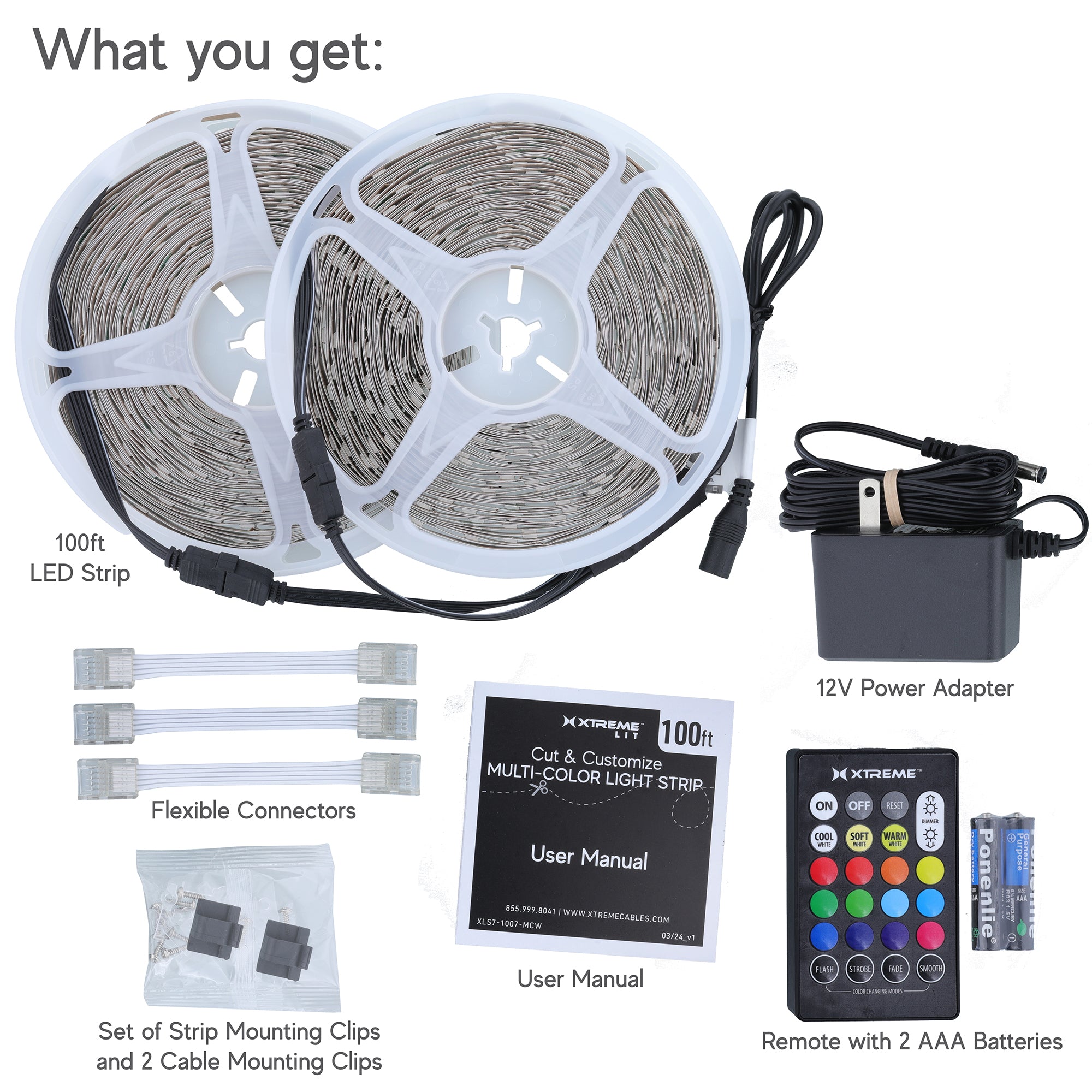 150 Ft Cut & Customize Indoor LED Light Strip Kit, Includes 3 Connectors