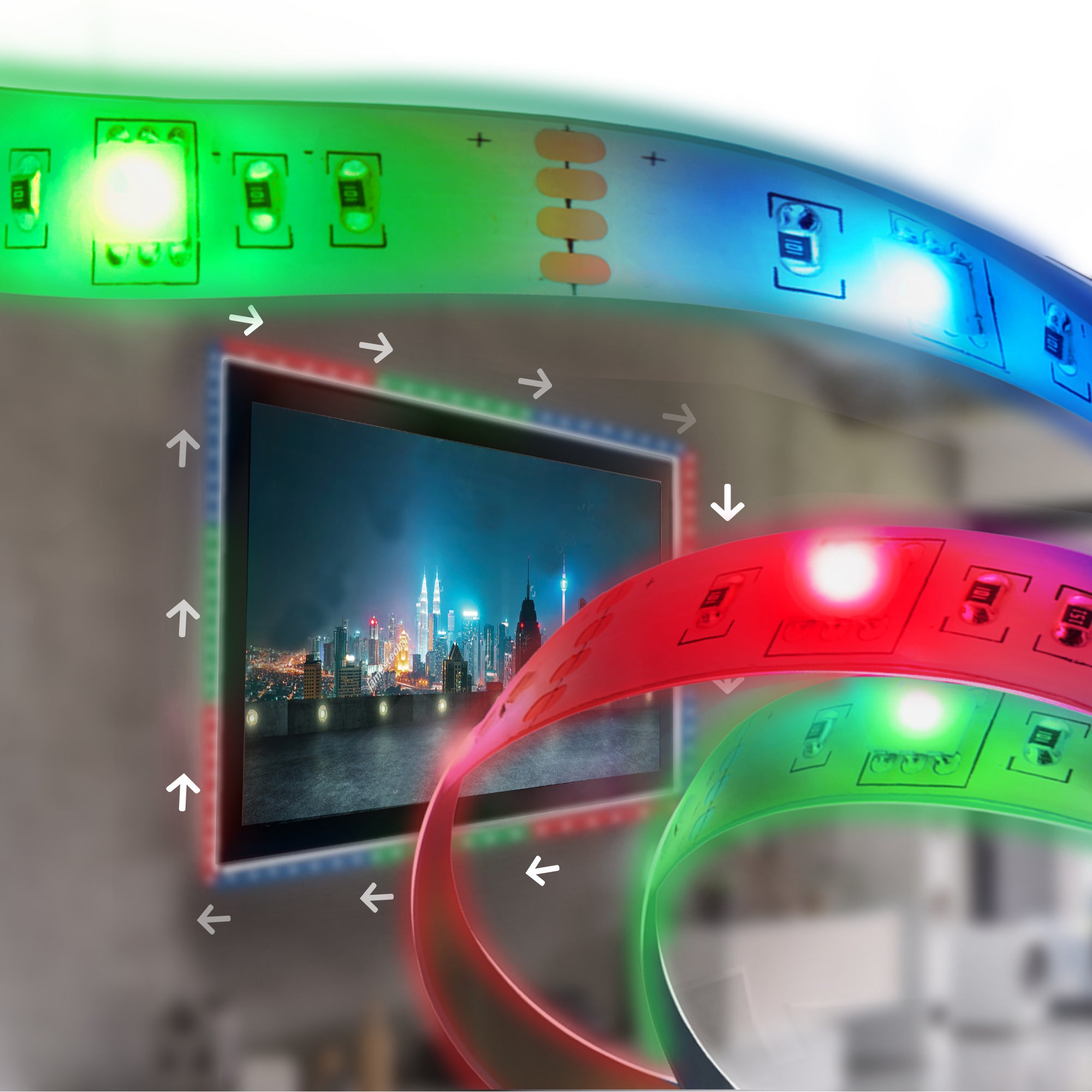 3.2 ft. Color-Changing Flow LED Strip Lights, Flashing Modes, Device Backlighting