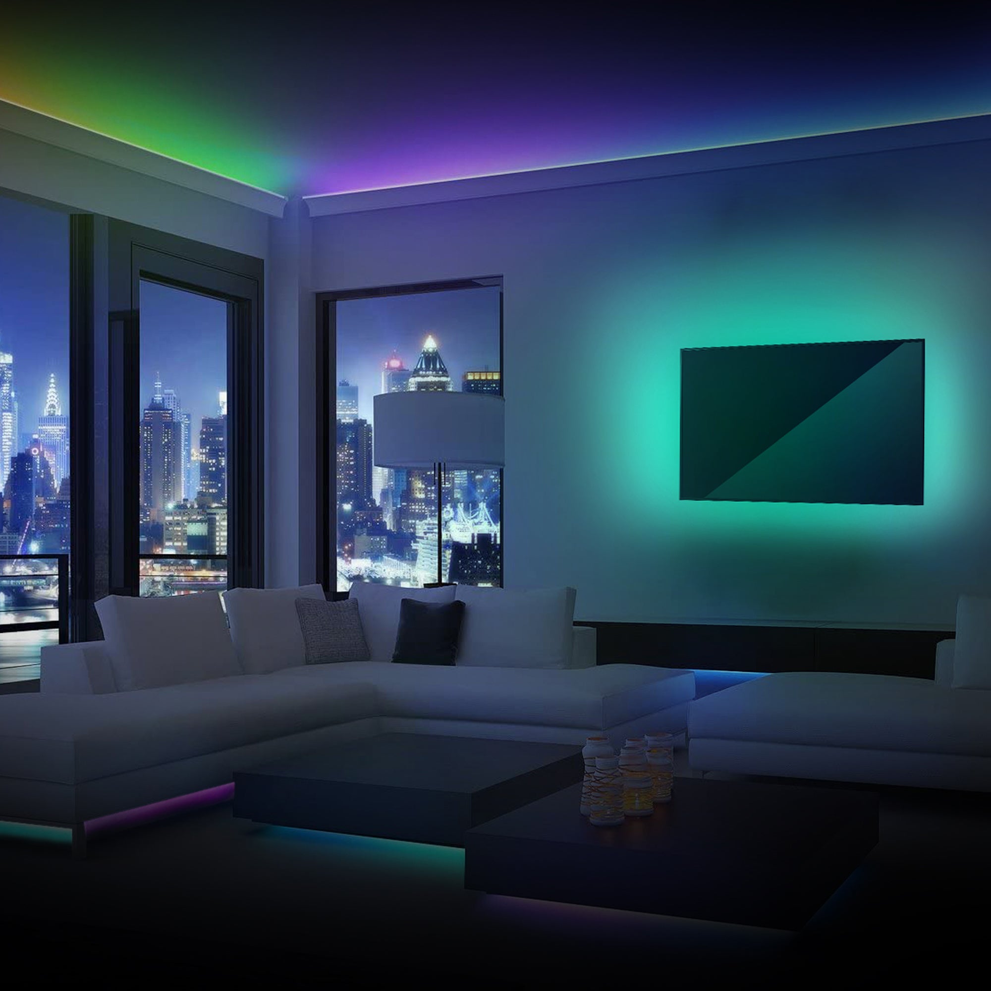 Xtreme 12ft Sound-Activated LED Strip, Customizable Multicolor RGB Lighting, USB-Powered