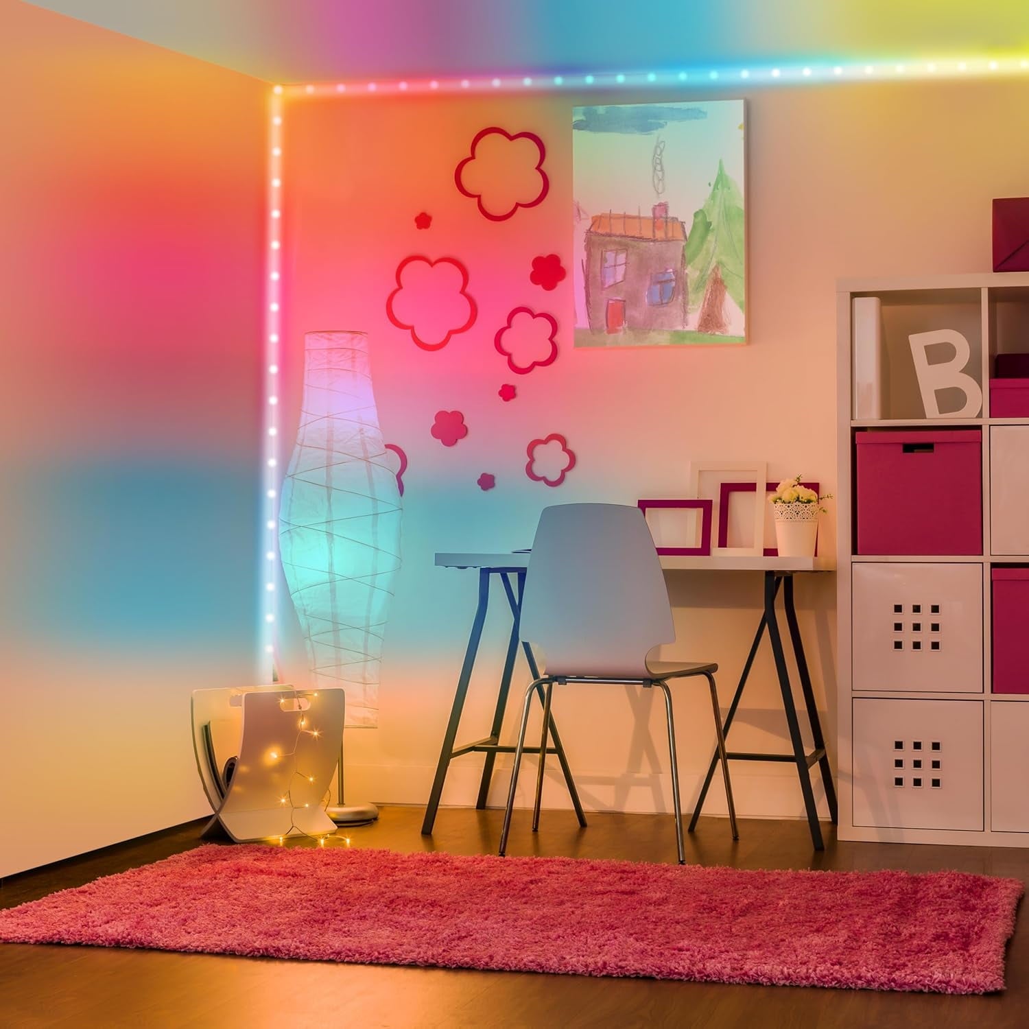 200ft Bluetooth LED Light Strips, Flowing Color Effect, App Use, Indoor
