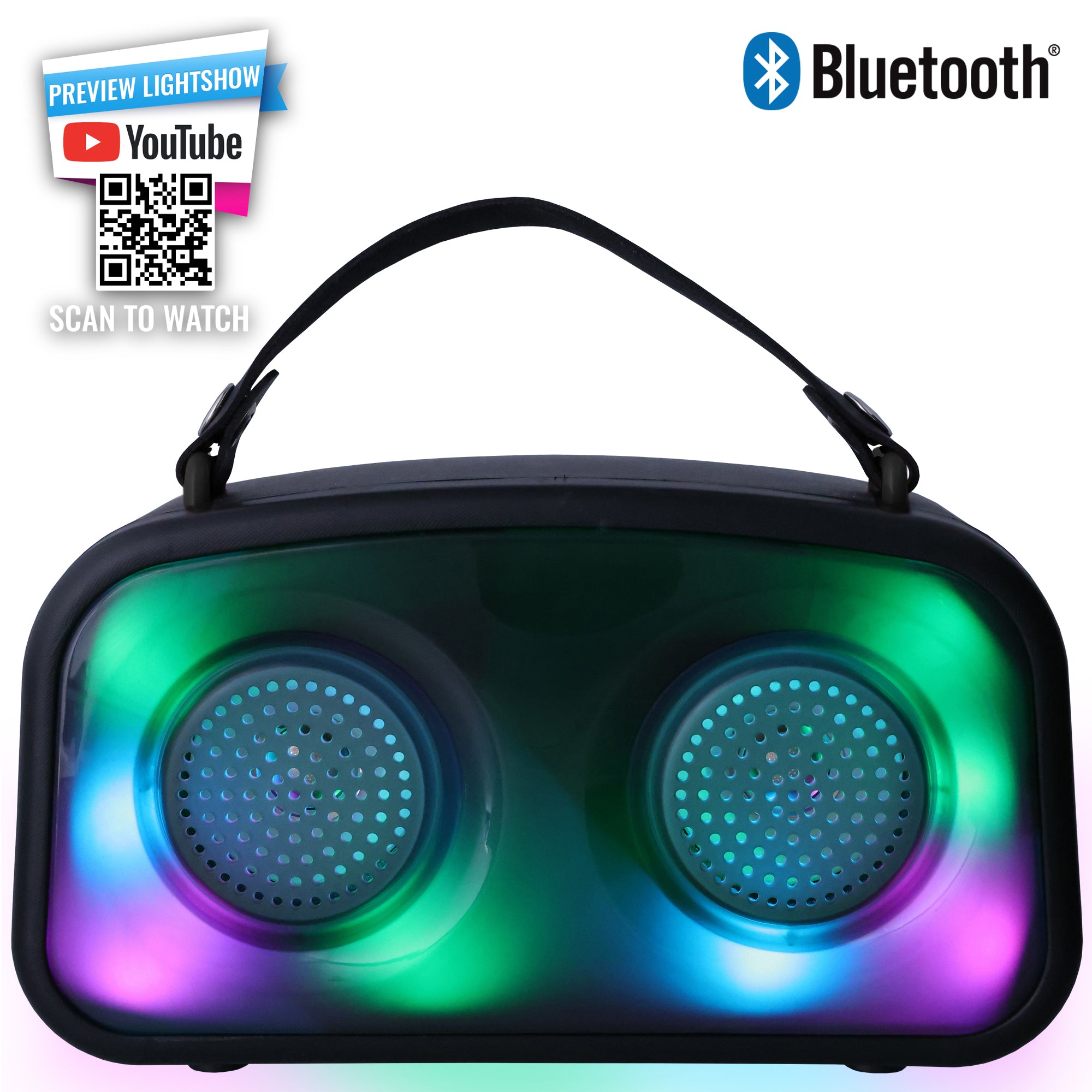 Flare Bluetooth Multicolor GloBox Speaker with Strap - Bring The Party Anywhere with Portable Sound and Vibrant Lights
