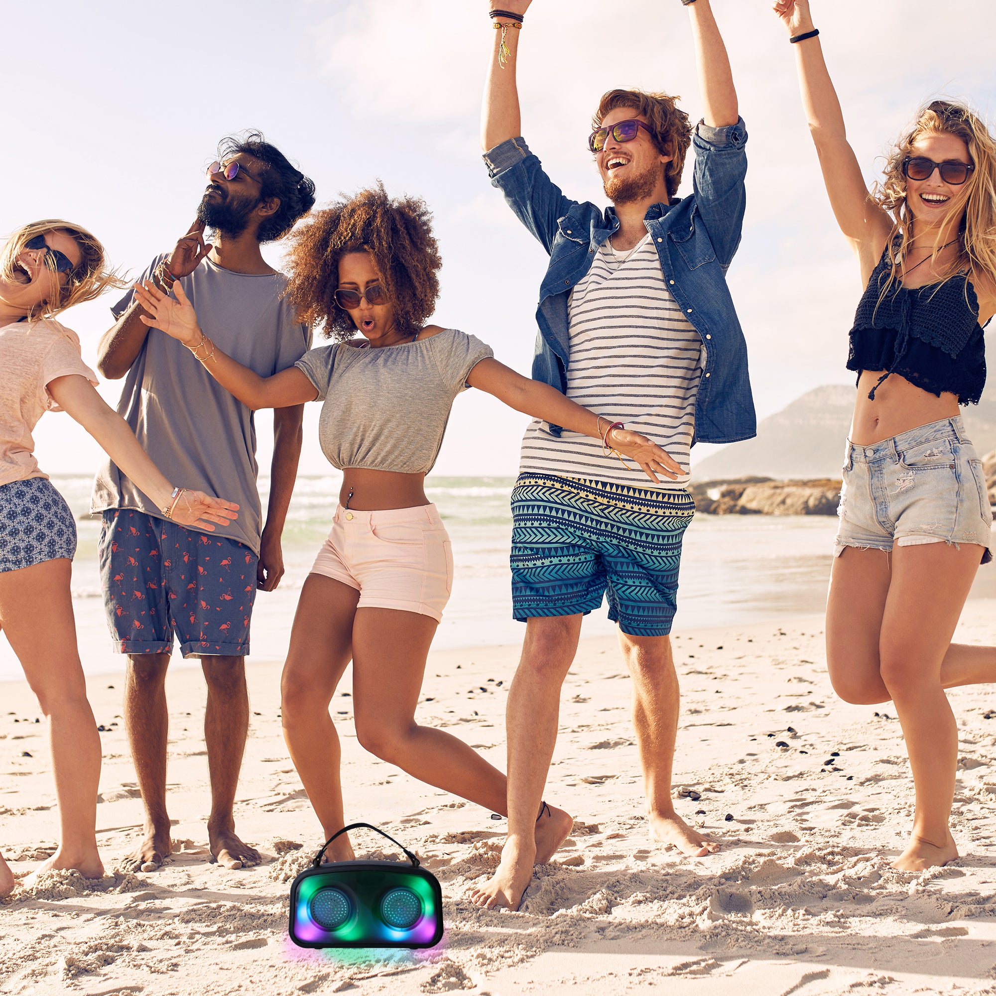 Flare Bluetooth Multicolor GloBox Speaker with Strap - Bring The Party Anywhere with Portable Sound and Vibrant Lights