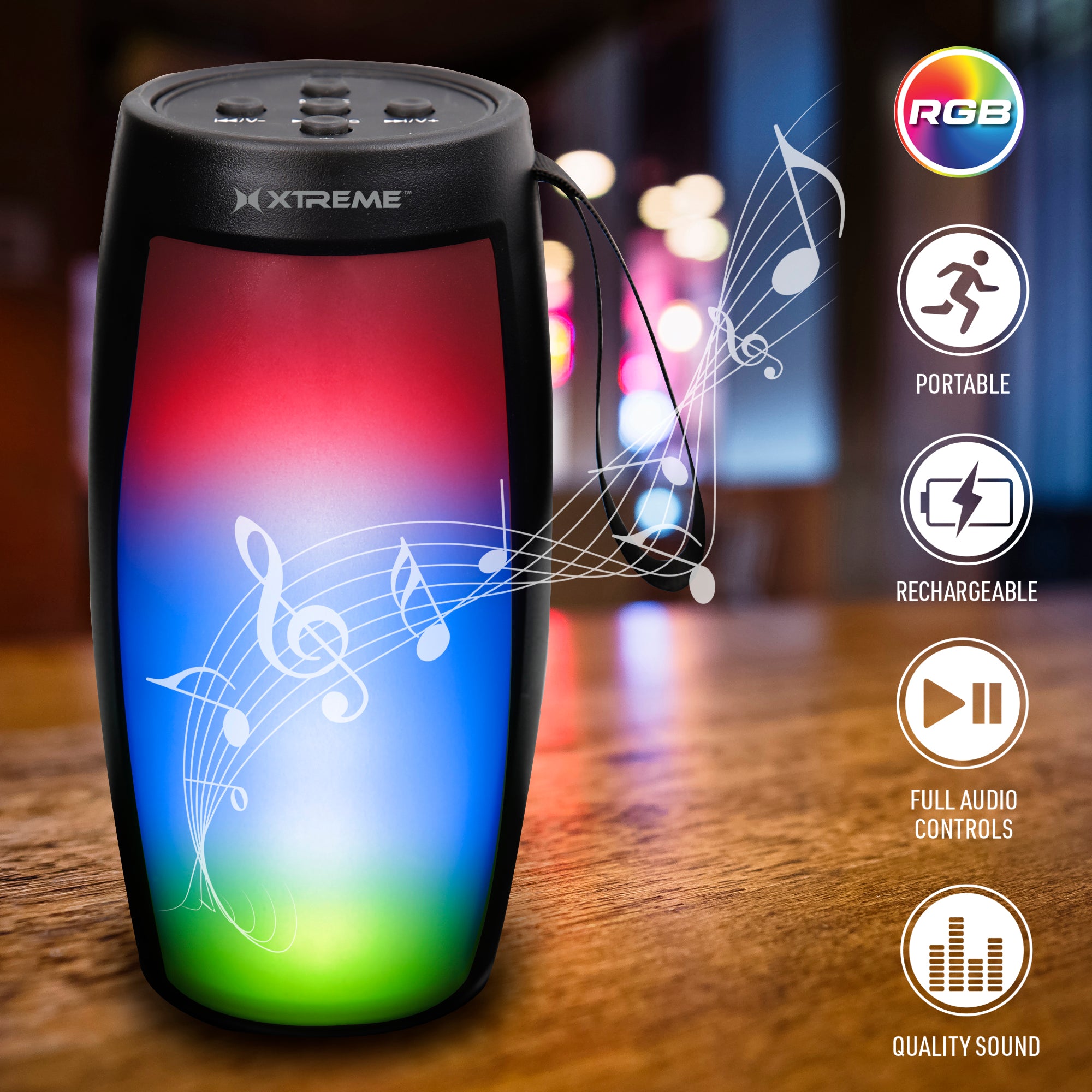 COSMO Bluetooth RGB Speaker Bar - Wireless, Portable, and Lightweight with Up to 30ft Range - Dynamic Sound and Customizable RGB Lighting