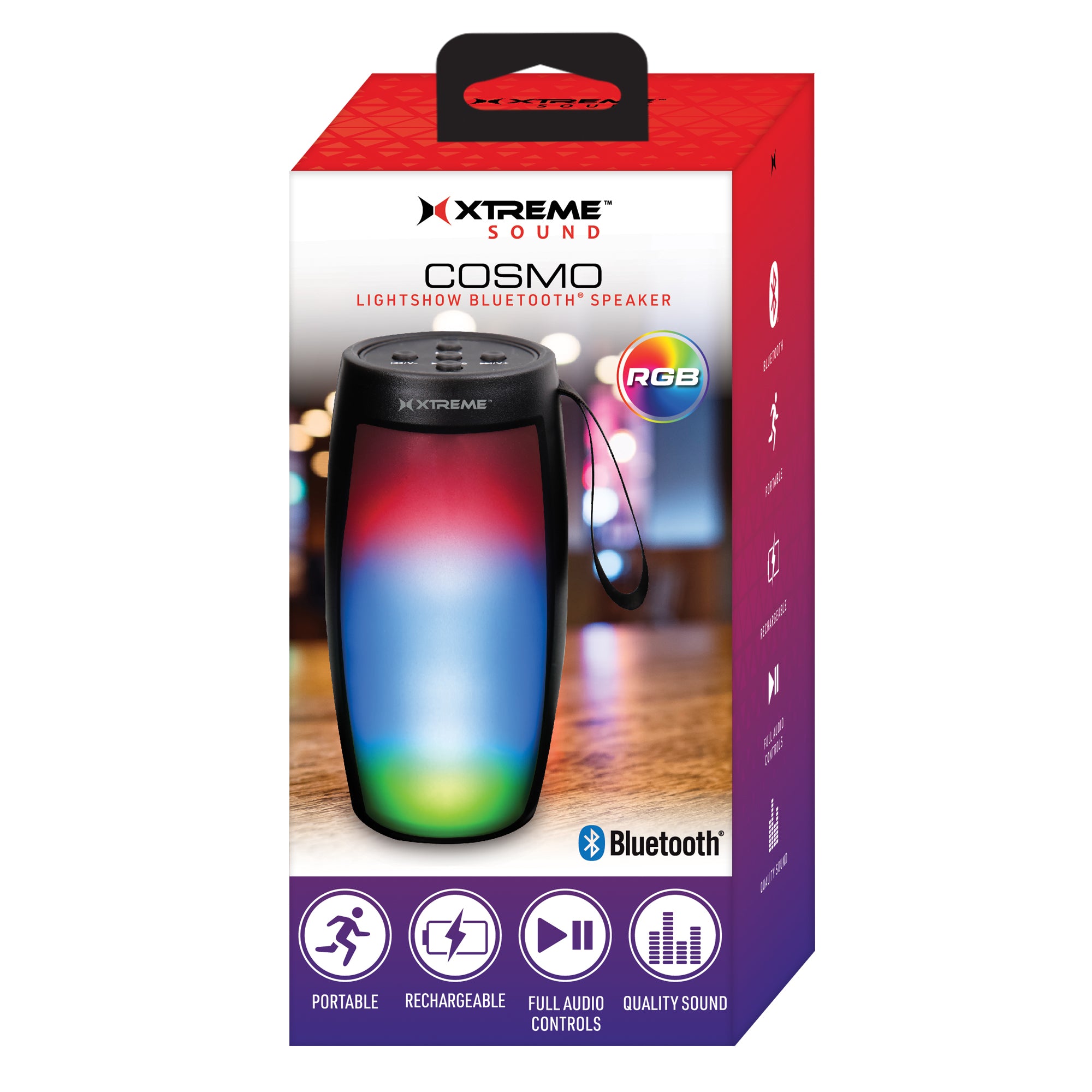 COSMO Bluetooth RGB Speaker Bar - Wireless, Portable, and Lightweight with Up to 30ft Range - Dynamic Sound and Customizable RGB Lighting