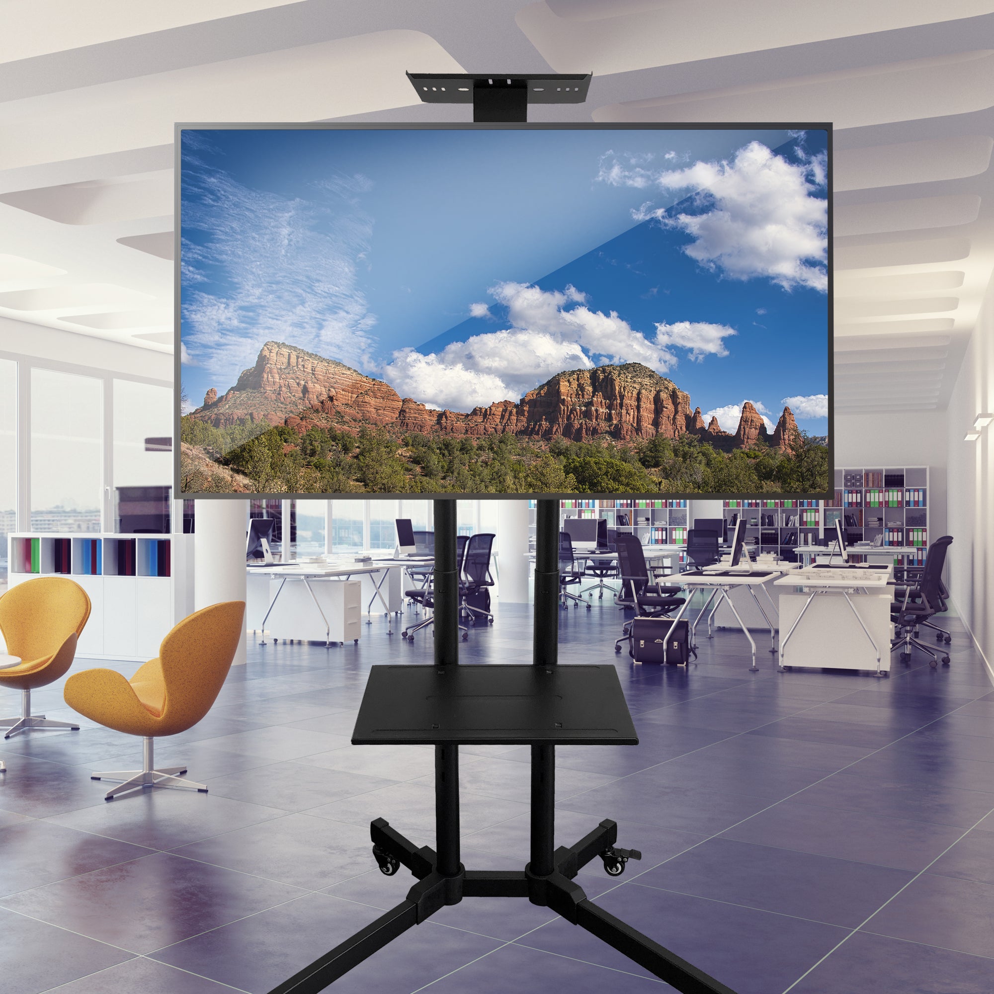 32-80 inch Rolling TV Stand, Adjustable Tilt, Television Sizes 32-80 inch, Wheels with lock