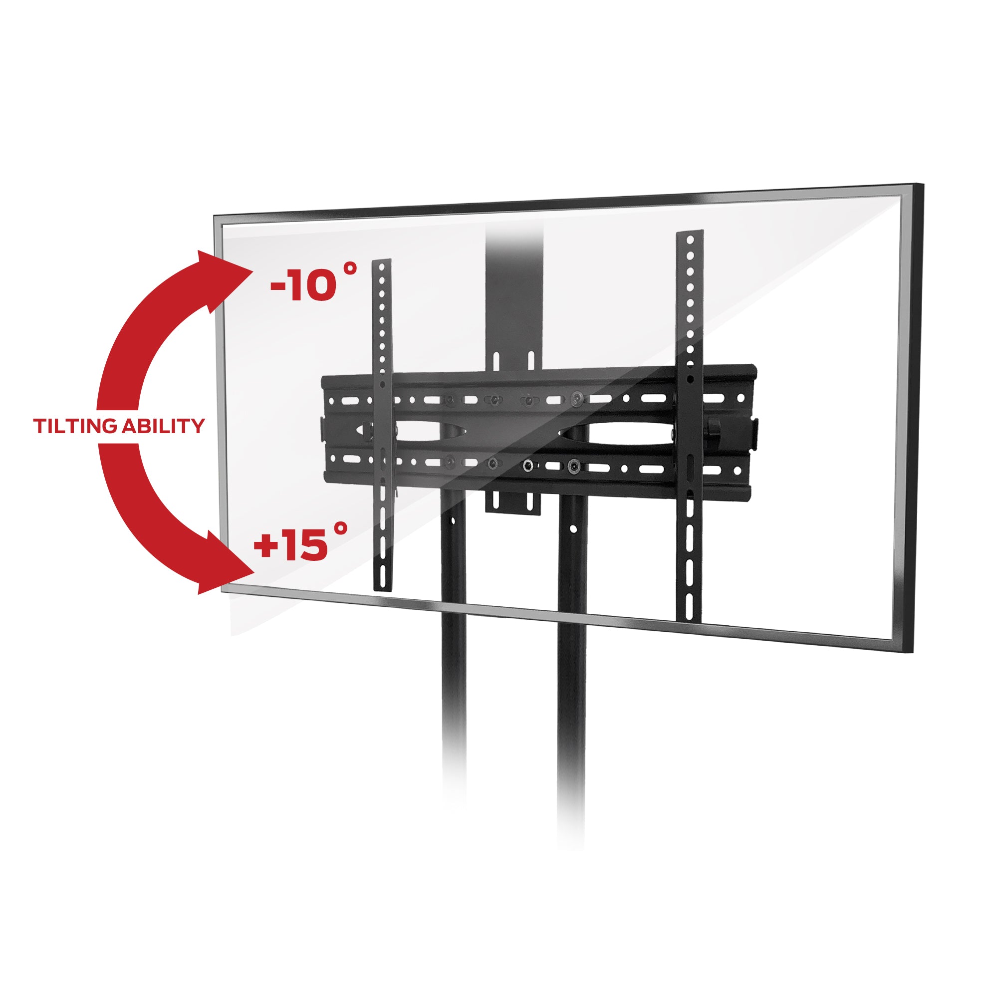 32-80 inch Rolling TV Stand, Adjustable Tilt, Television Sizes 32-80 inch, Wheels with lock