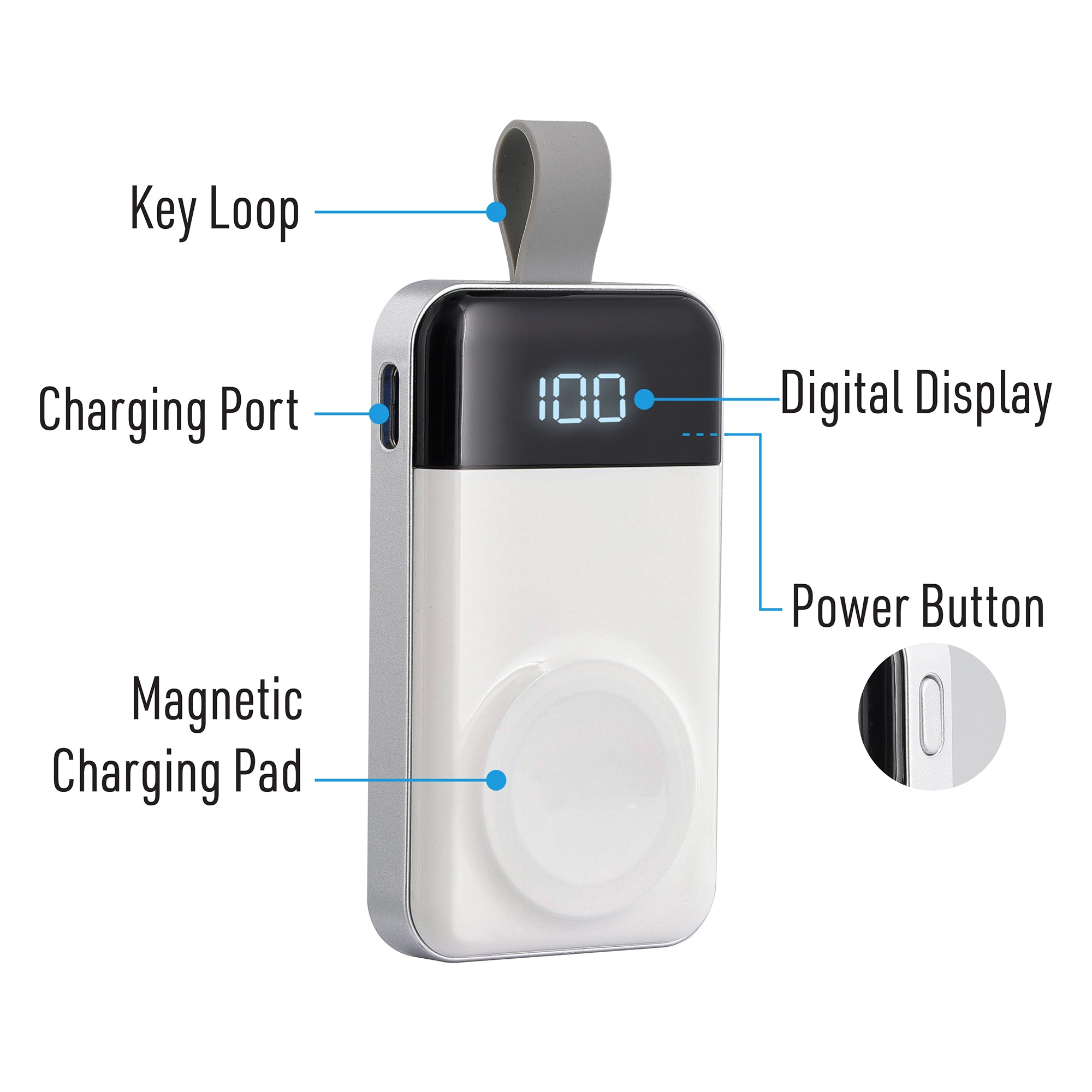 Portable Apple Watch Charger, 1200mAh Magnetic Wireless Keychain Power Bank, Fast Charging for Apple Watch