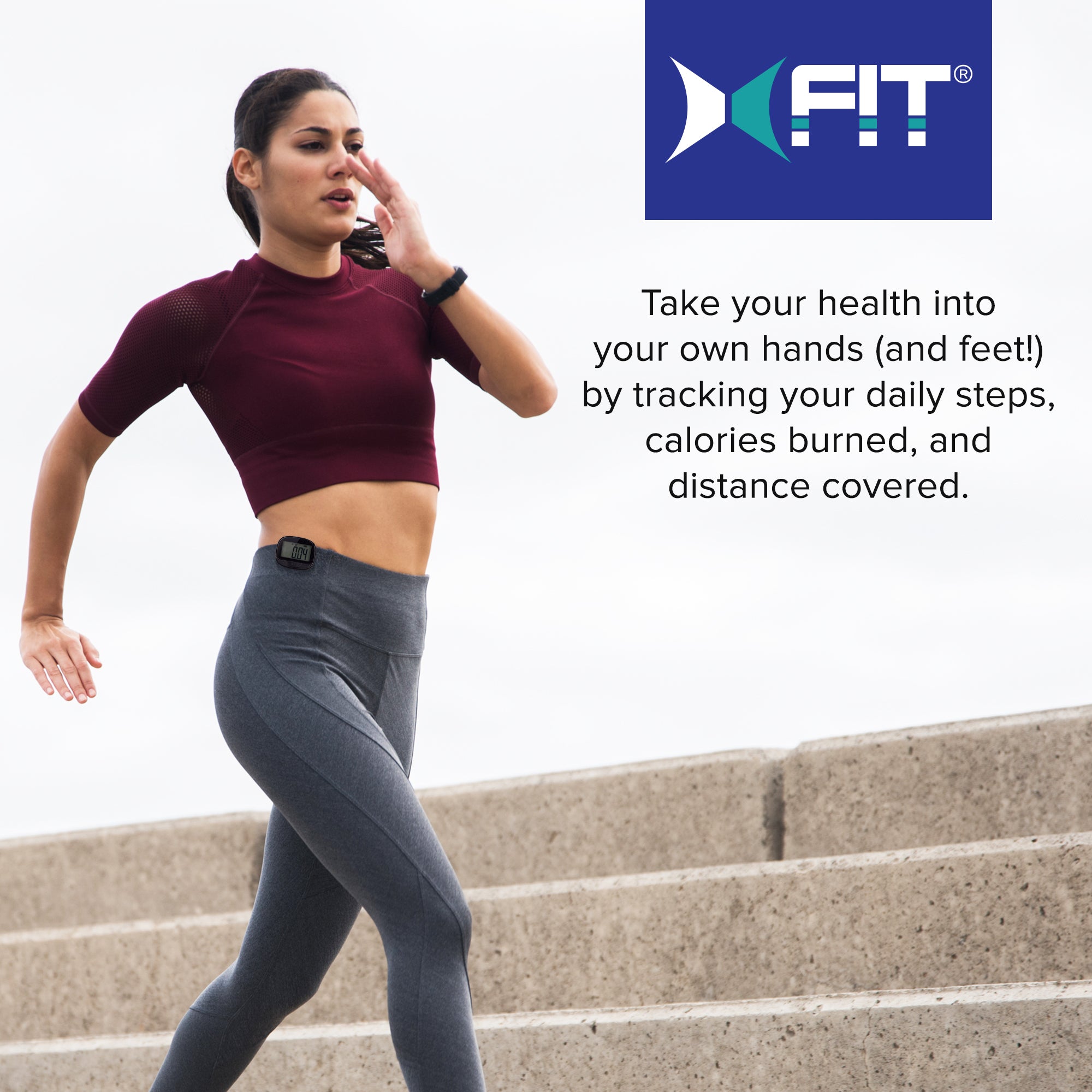 Clip-On Pedometer for Walking - Step, Distance, & Calorie Tracker