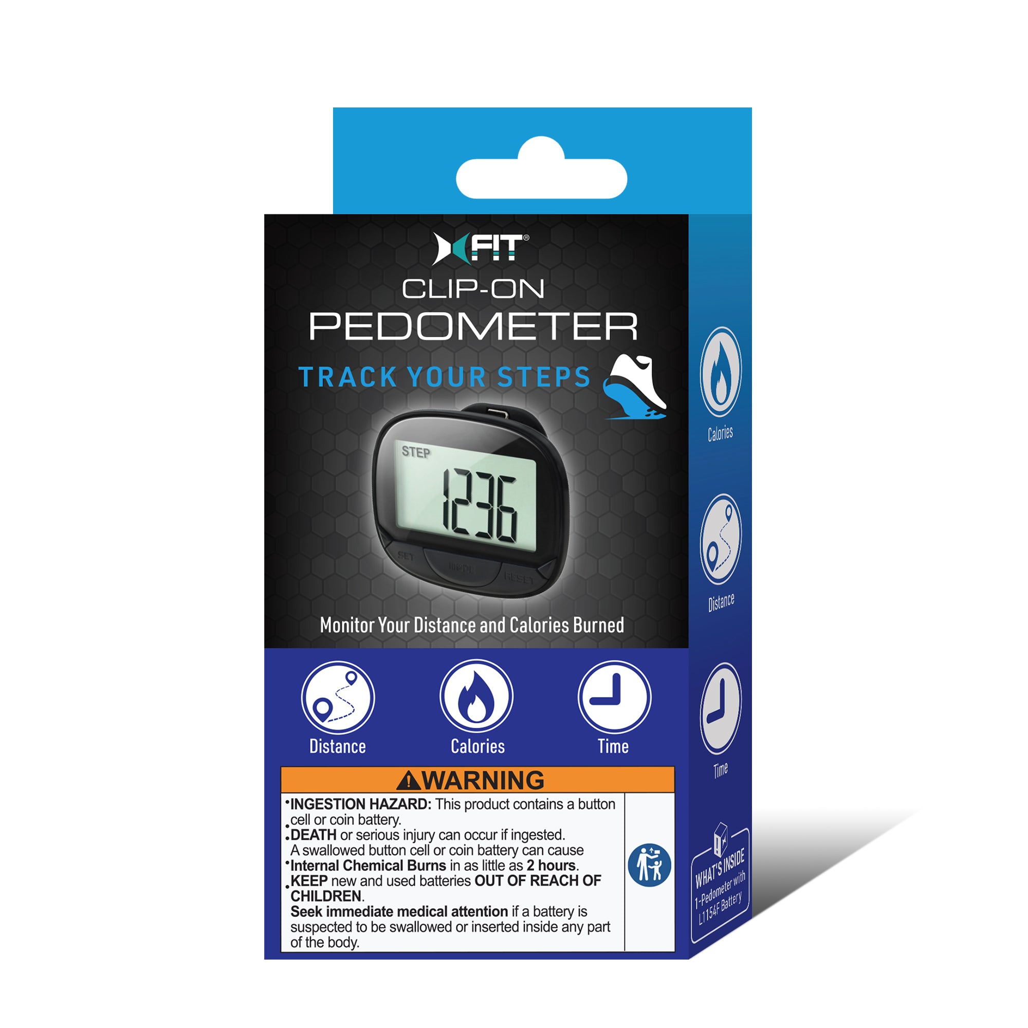 Clip-On Pedometer for Walking - Step, Distance, & Calorie Tracker