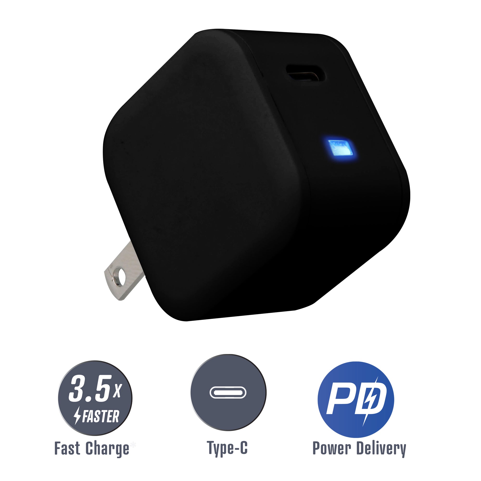 20W Type-C 3.0 PD Fast Charger, Works with Compatible Devices, LED Power Indicator