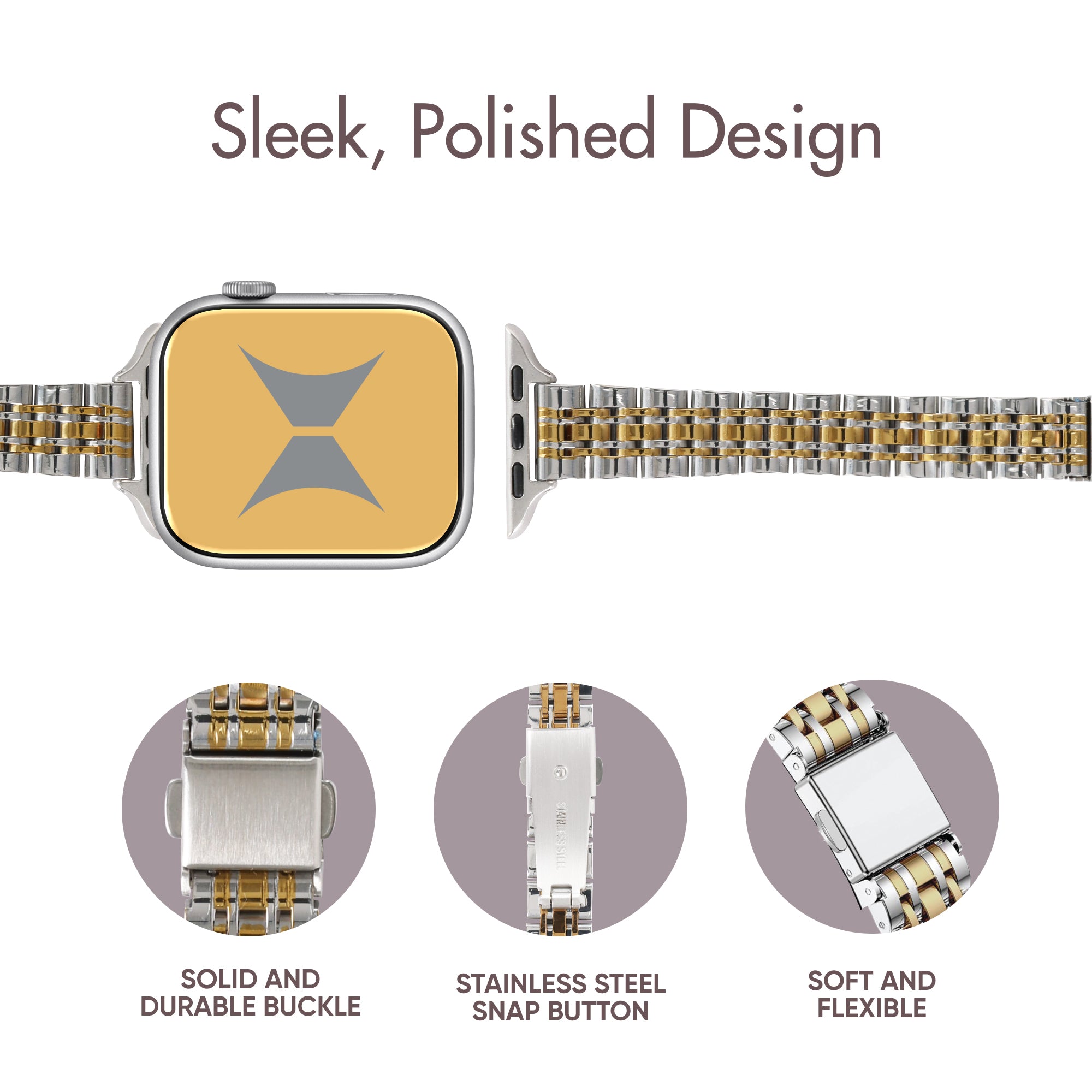 Trendy Metal Watch Band 2-Pack for Apple Watch (Large & Small)