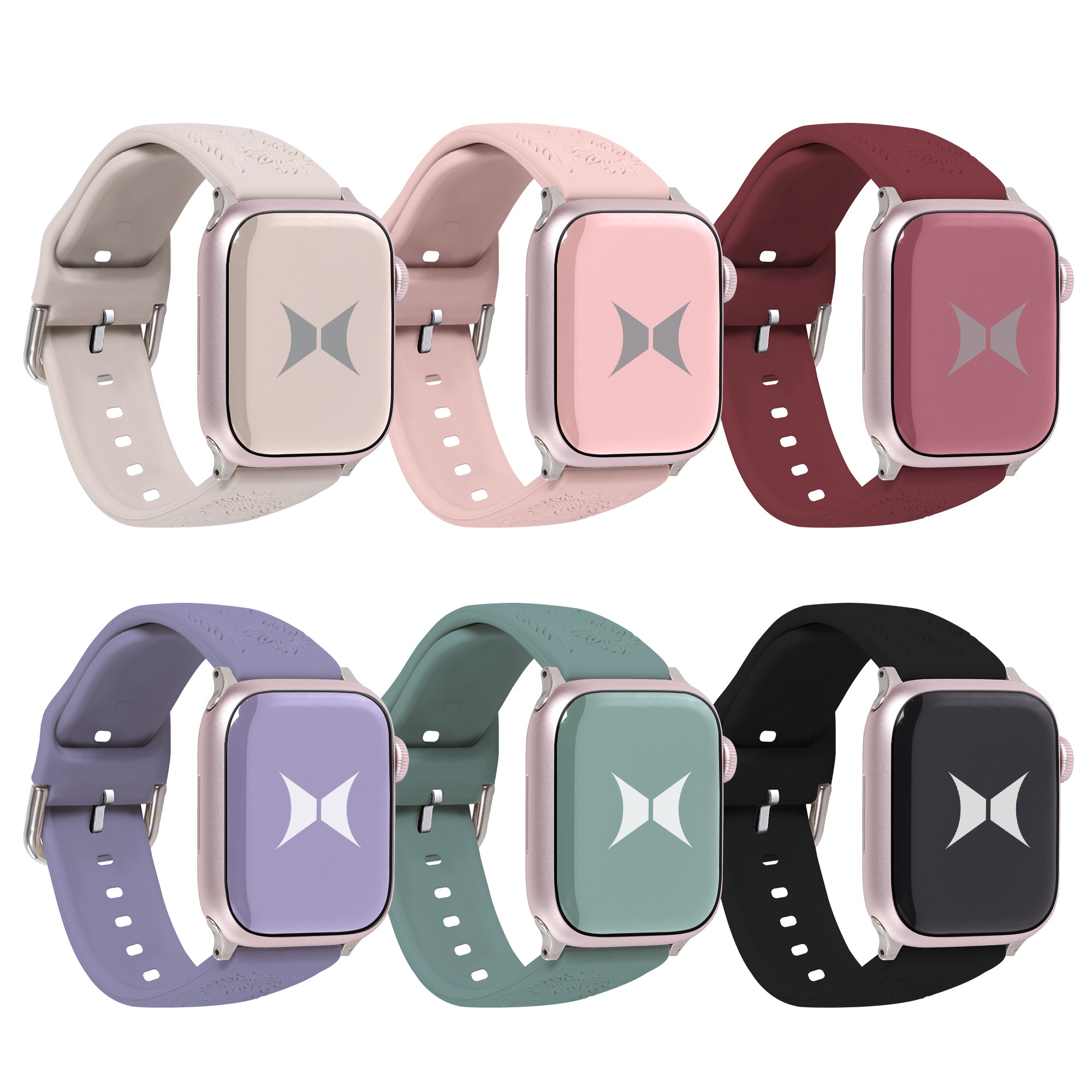 6-Pack Floral Silicone Watch Bands for Apple Watch, Samsung Galaxy & Garmin - Soft, Durable, and Breathable Straps in 38mm & 42mm Sizes