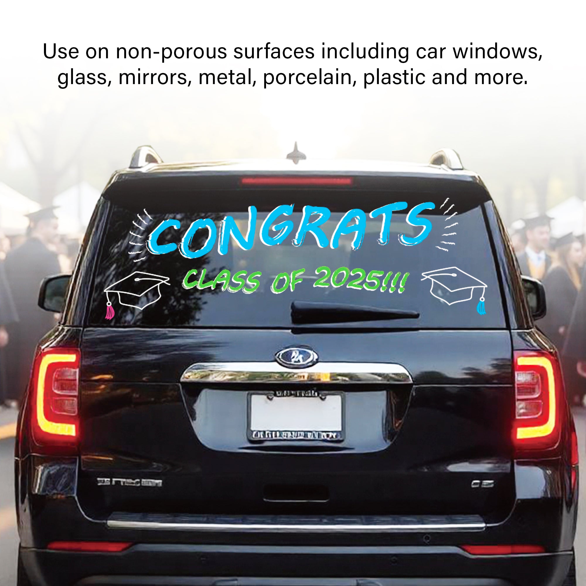 Auto Window Chalk Markers, 4 Pack Blue Green Pink White, Shake, Push, Write