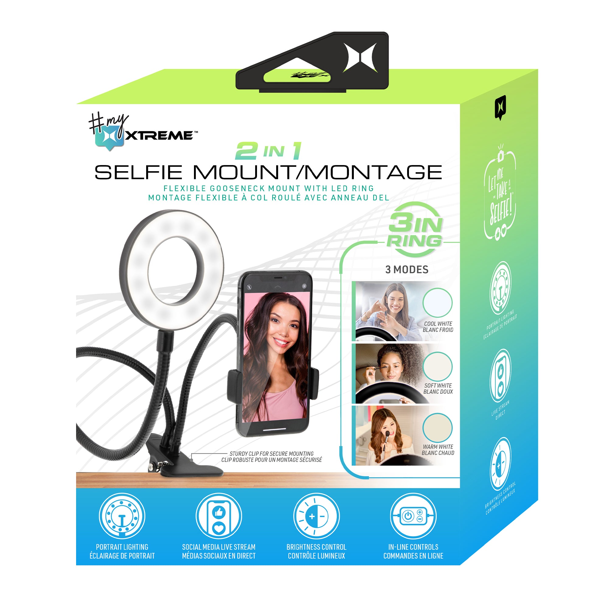 3-Inch LED Ring Light for Streaming & Vlogging with Flexible Gooseneck, Sturdy Clamp Clip, and Dimmable Warm/Cool Light Modes
