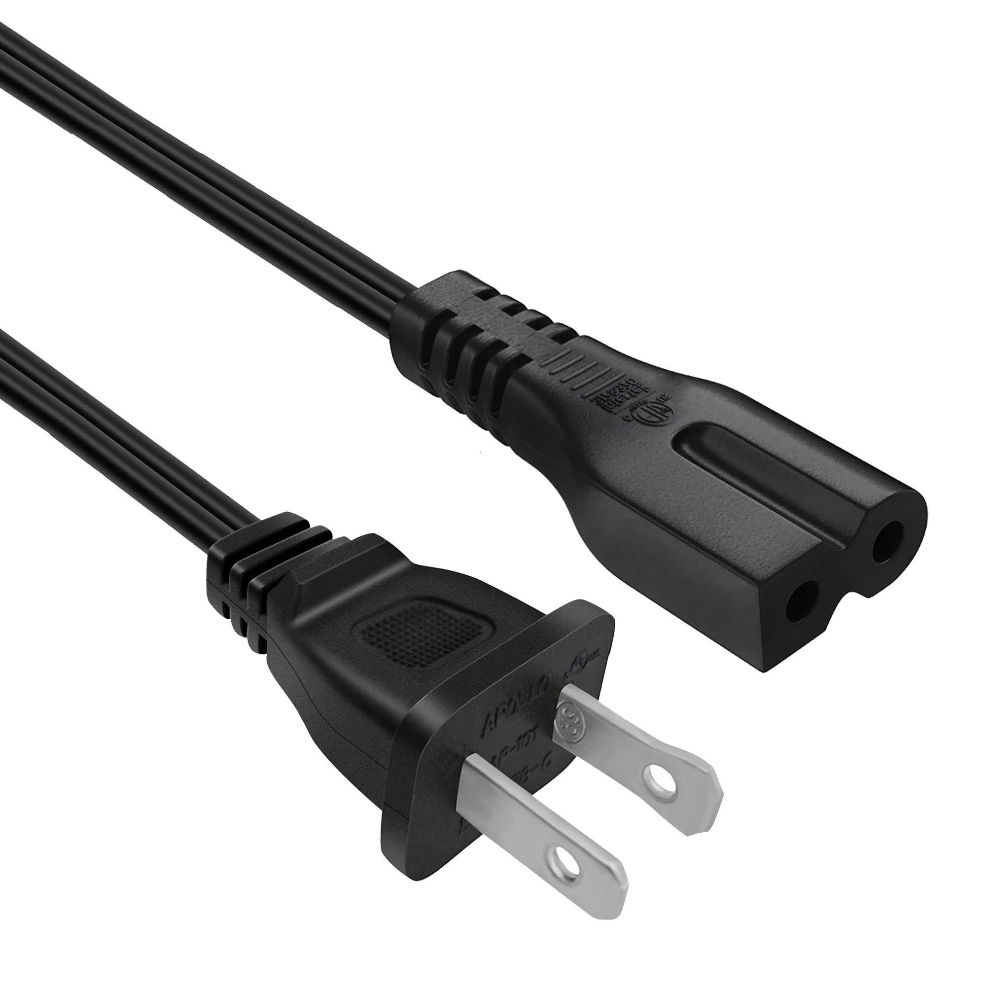 10ft Polarized AC 2-Slot Power Cord for TV, Gaming Consoles, DVD Players, and Sound Bars - Universal Replacement Cable