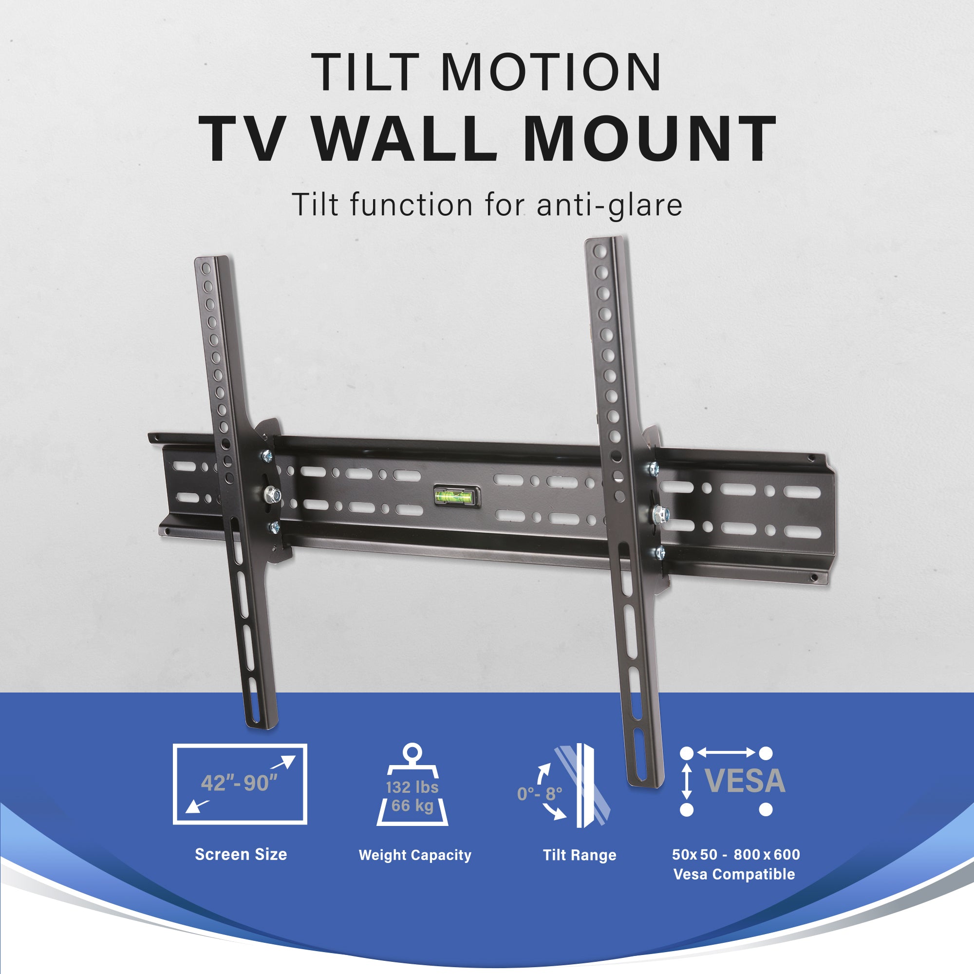 Heavy-Duty Tilting TV Wall Mount for 42"-90" TVs - Supports 132 lbs, VESA 800x600