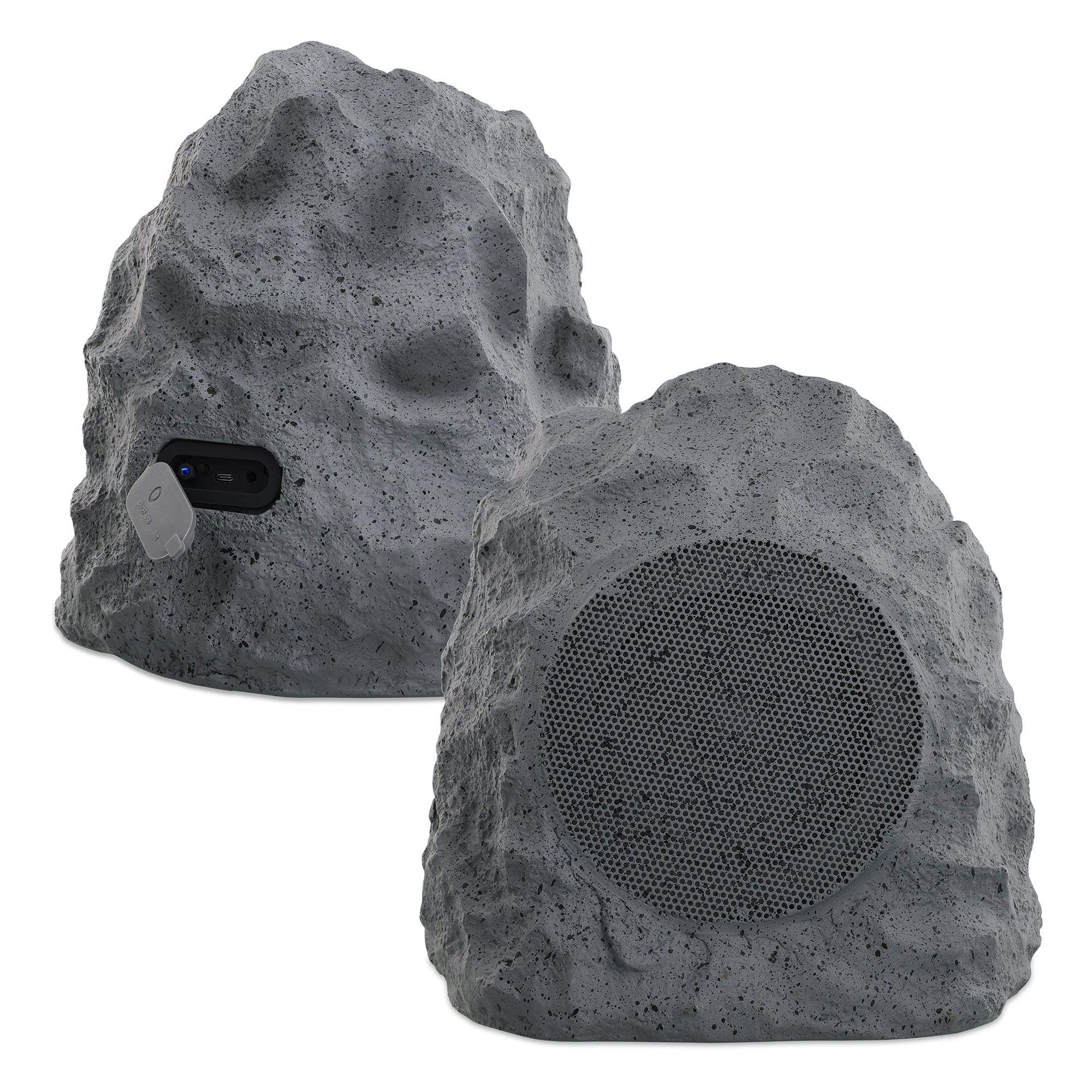 Rock Speakers Outdoor Waterproof 2 Pack - IPX5 Water-Resistant Speaker with True Wireless Stereo - 33ft Range