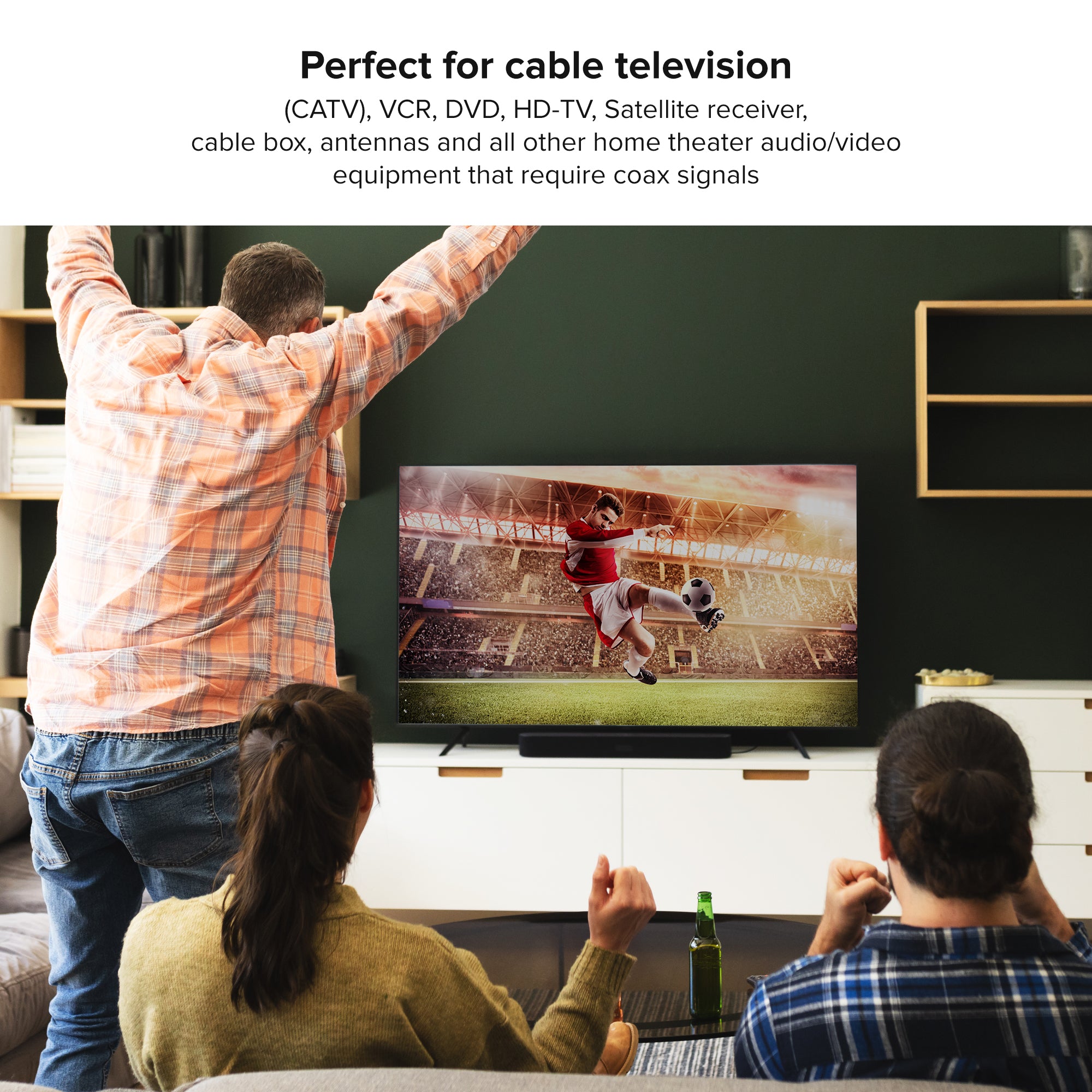 High-Quality Signal Divider COAX 2-in-1-out RG6 Coaxial Cable Splitter for TV and Internet Modem