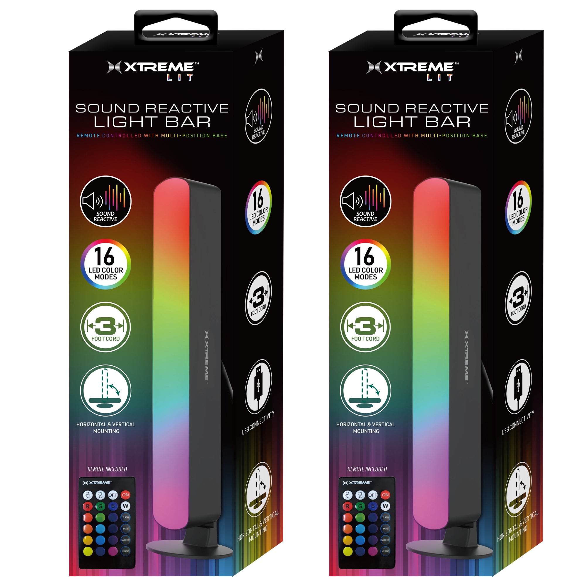 Xtreme Lit Multi-Color Horizontal/Vertical LED Light Bar, Works Anywhere, Remote, Corded Electric