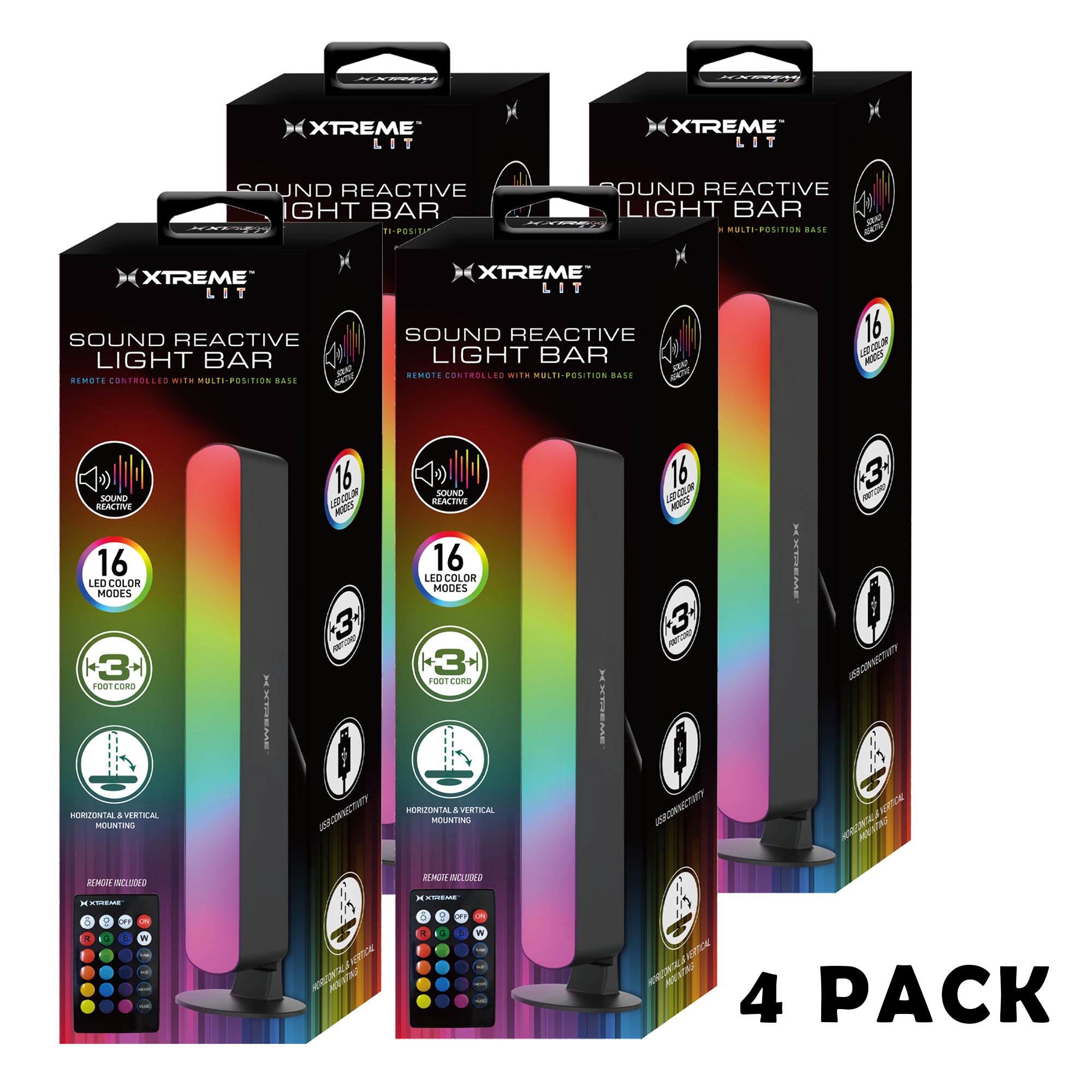 Xtreme Lit Multi-Color Horizontal/Vertical LED Light Bar, Works Anywhere, Remote, Corded Electric