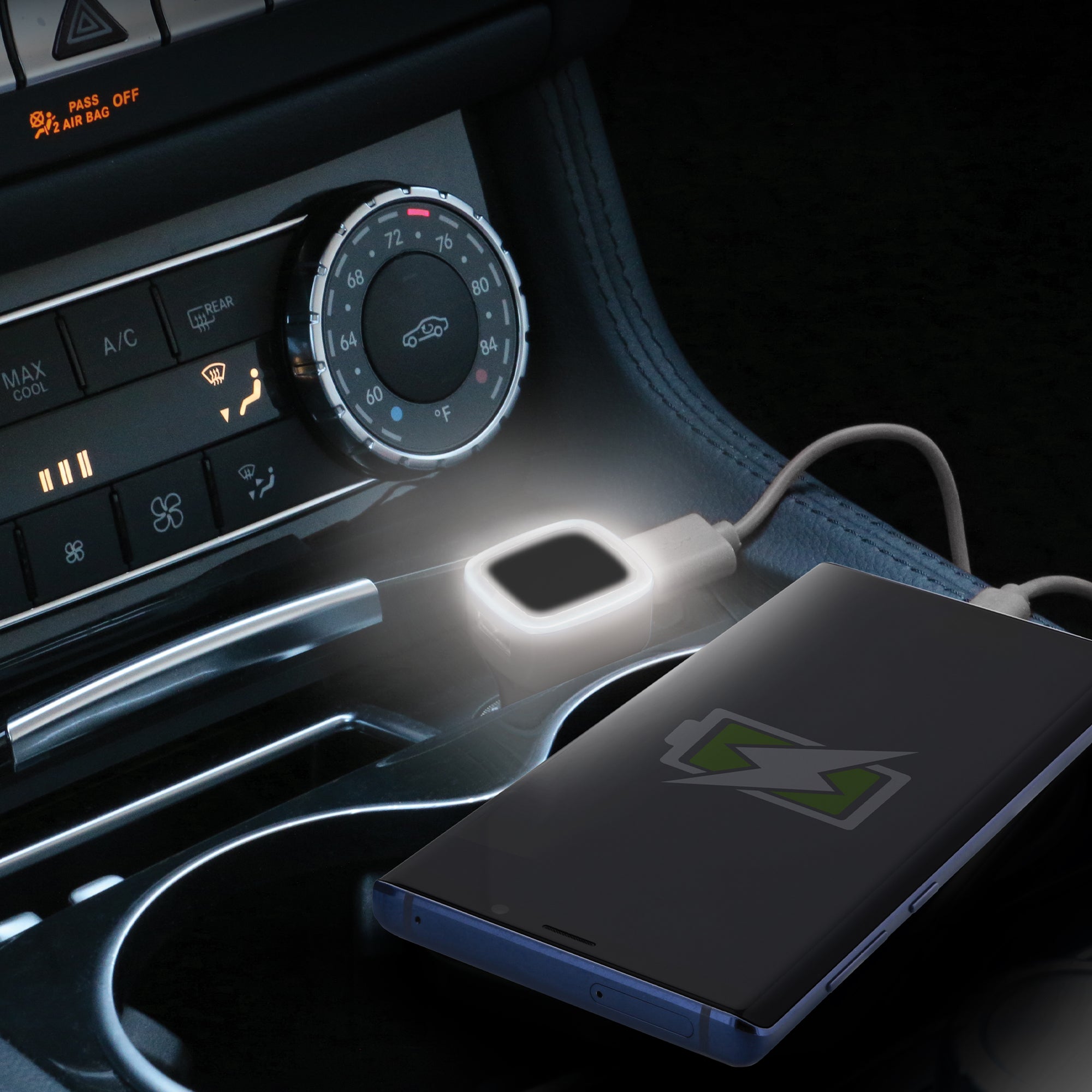 USB 2.4A 2-Port Car Charger with LED Light
