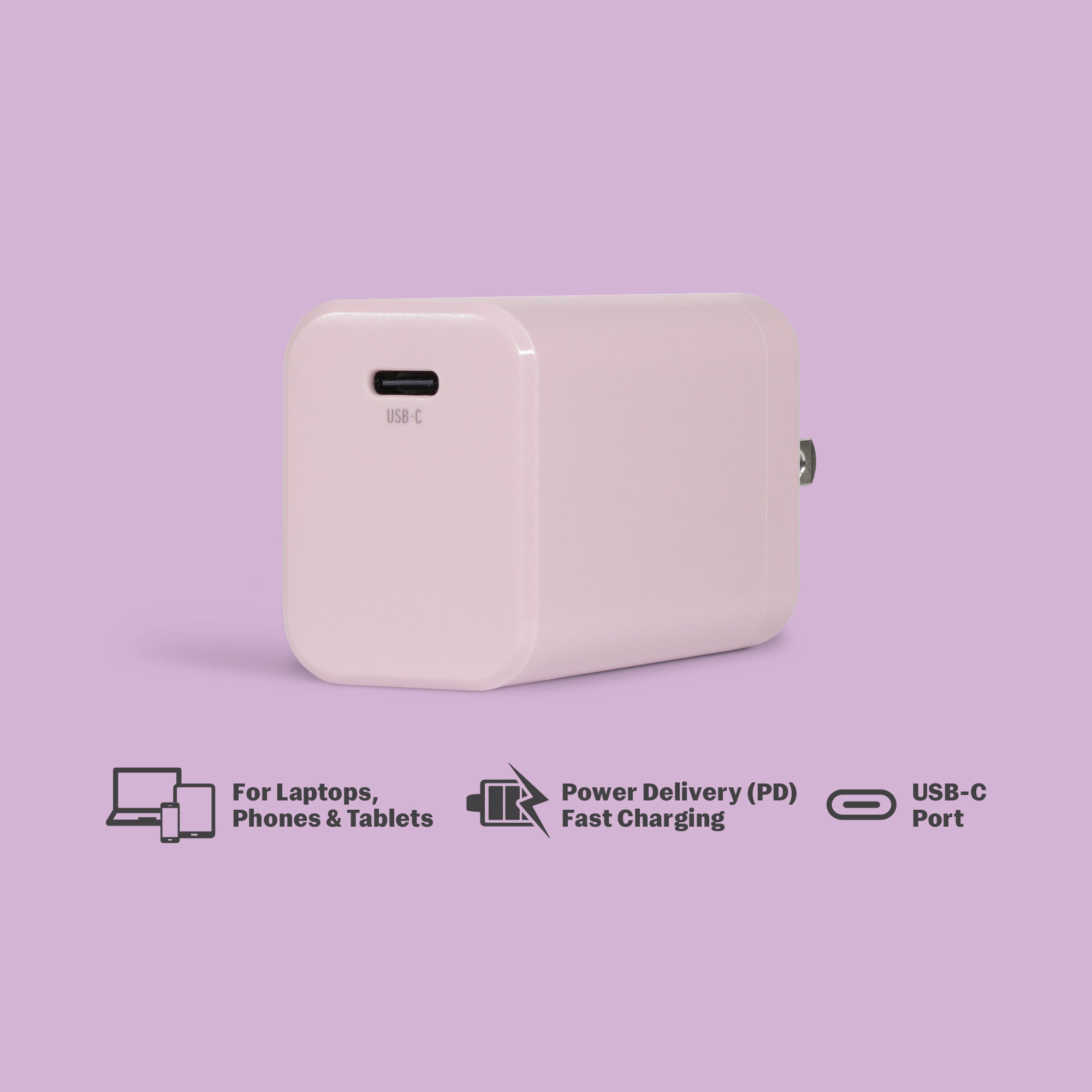 65W USB-C Wall Charger for Laptops with PD Power Delivery, Compact Fast Charging Wall Charger
