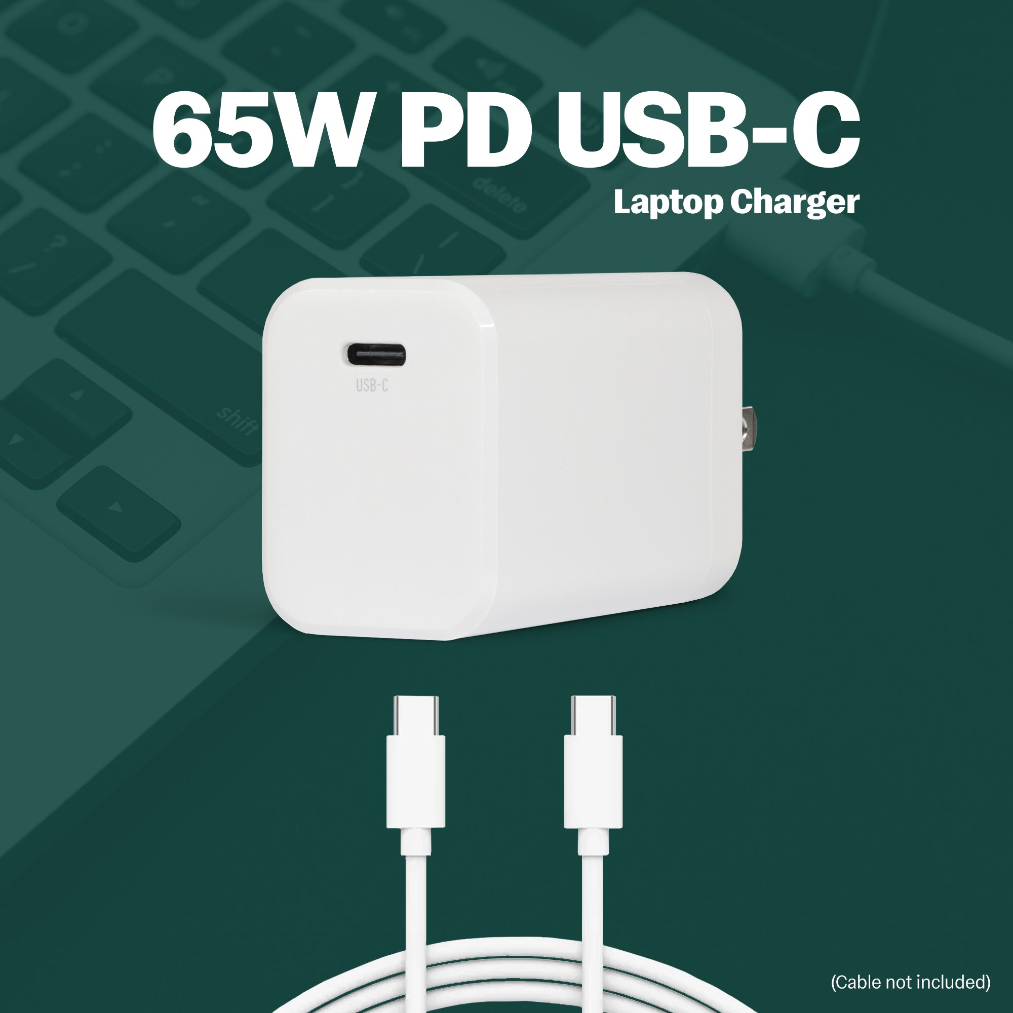 65W USB-C Wall Charger for Laptops with PD Power Delivery, Compact Fast Charging Wall Charger