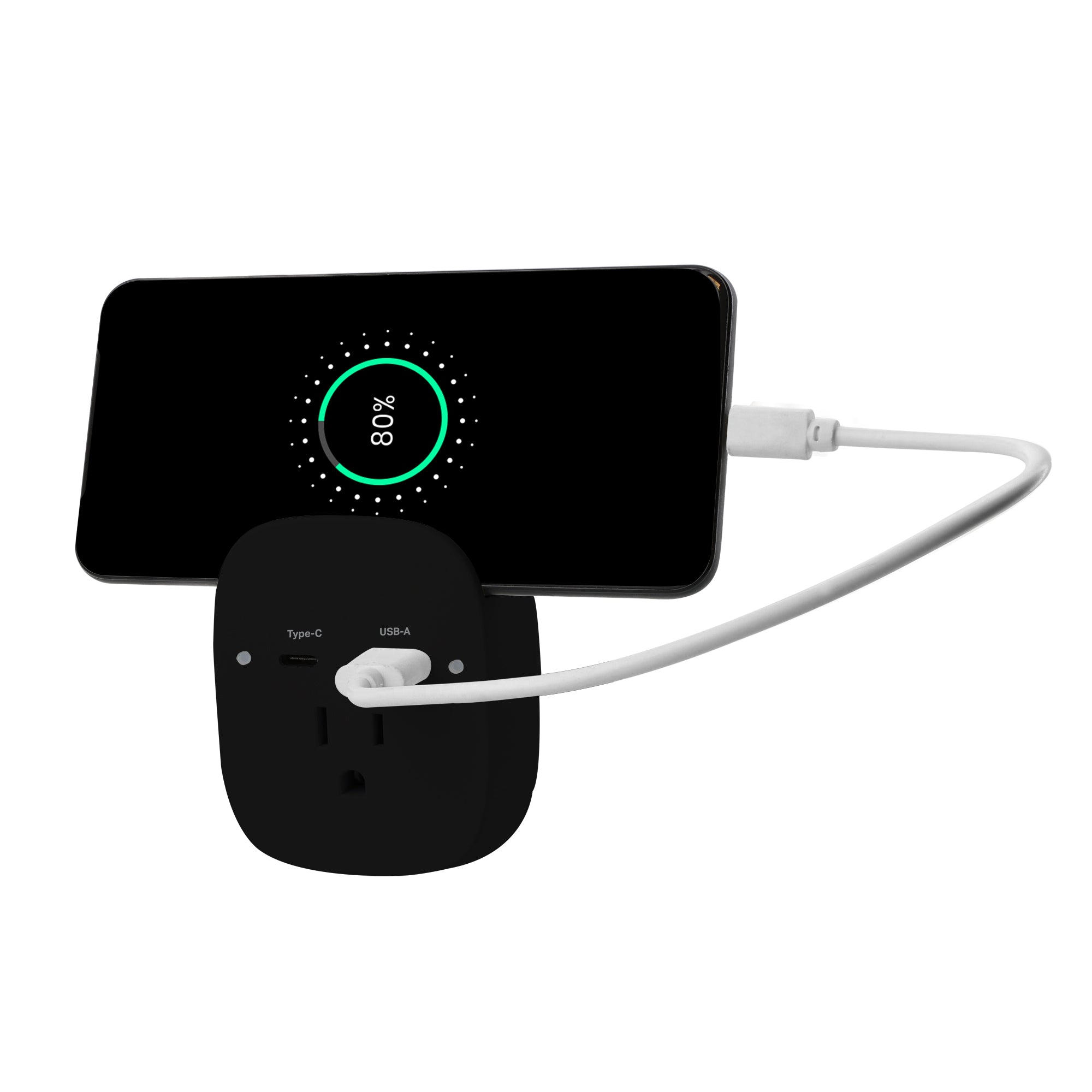 15W USB-C and USB-A Wall Charger with Built-in Smartphone Holder, Power Three Devices at Once, Fast Charging Power Adapter