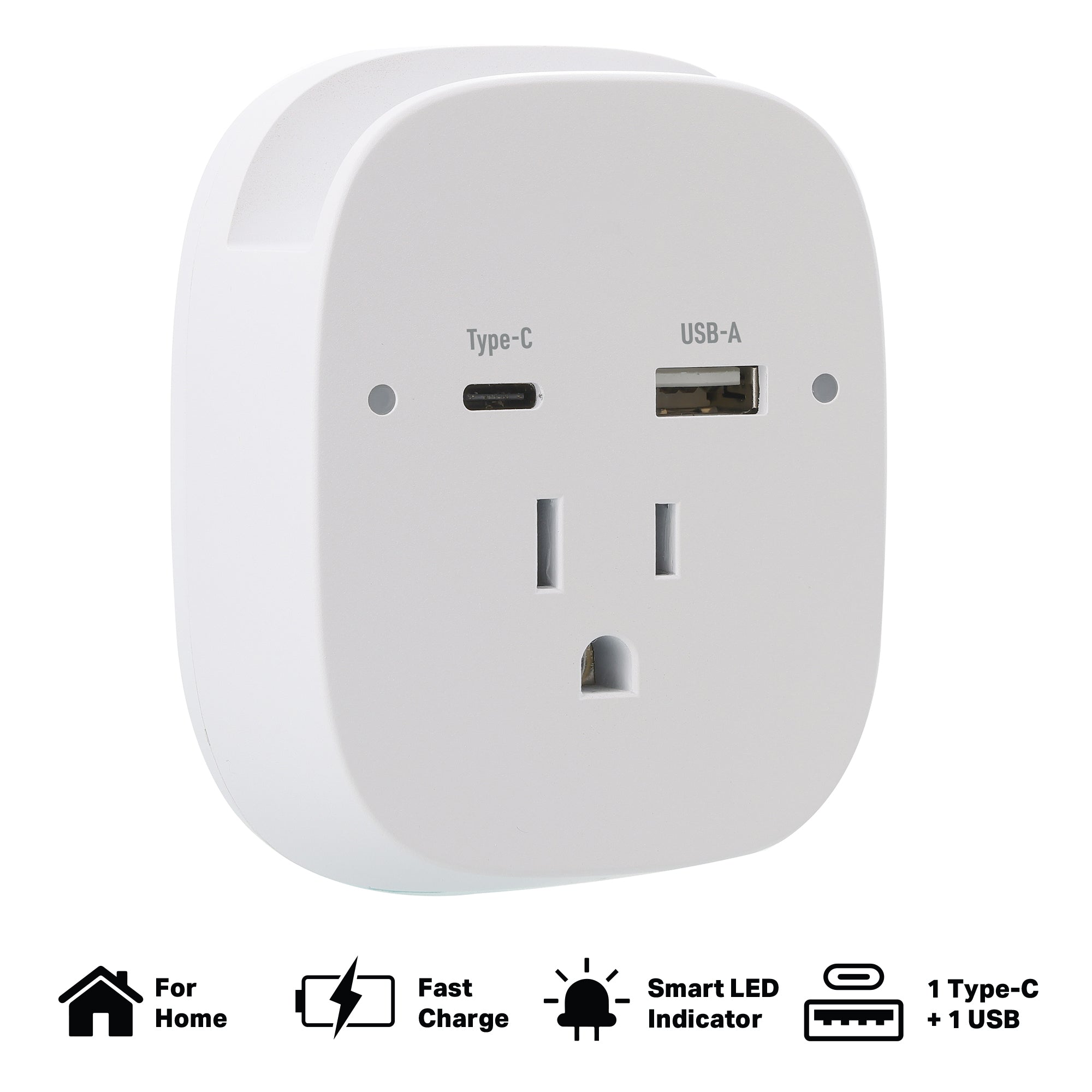 15W USB-C and USB-A Wall Charger with Built-in Smartphone Holder, Power Three Devices at Once, Fast Charging Power Adapter