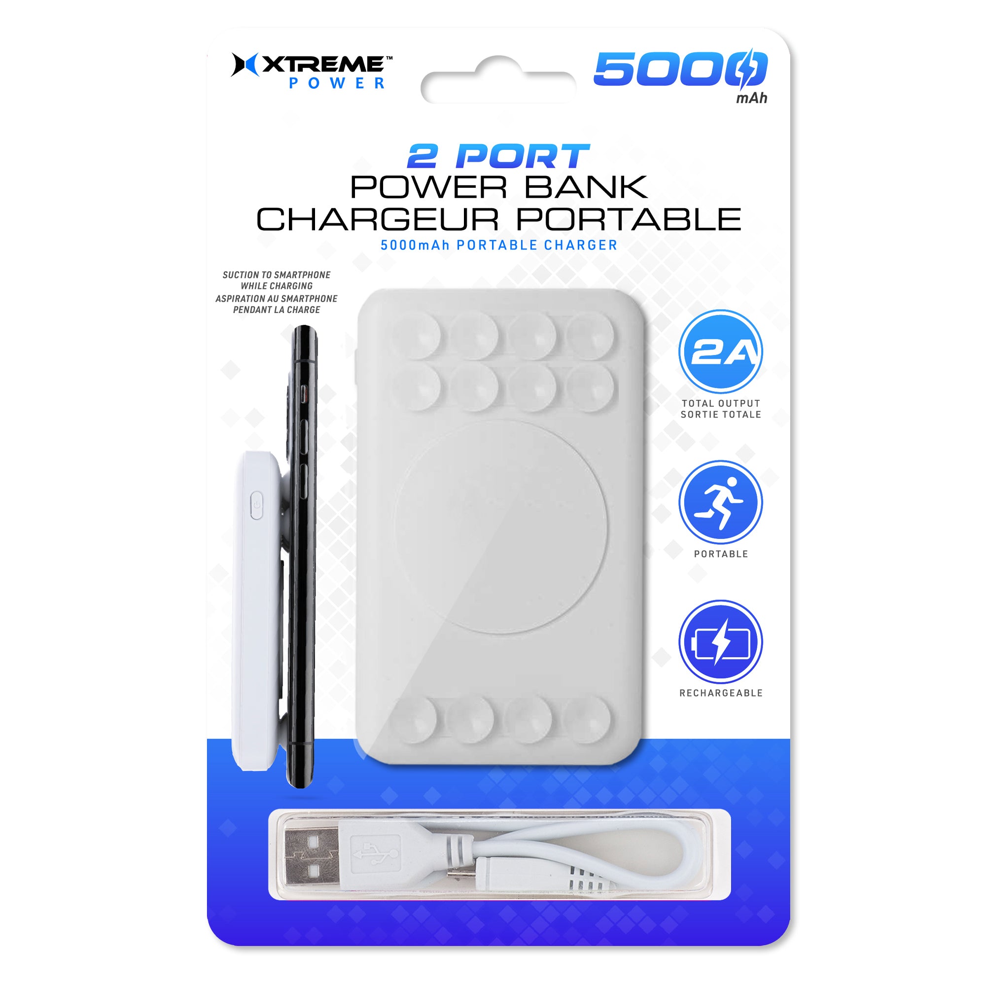 5000mAh Portable Power Bank with Dual Ports, Built-In Light Indicator, and Compact Design for On-the-Go Charging of Smartphones and Tablets